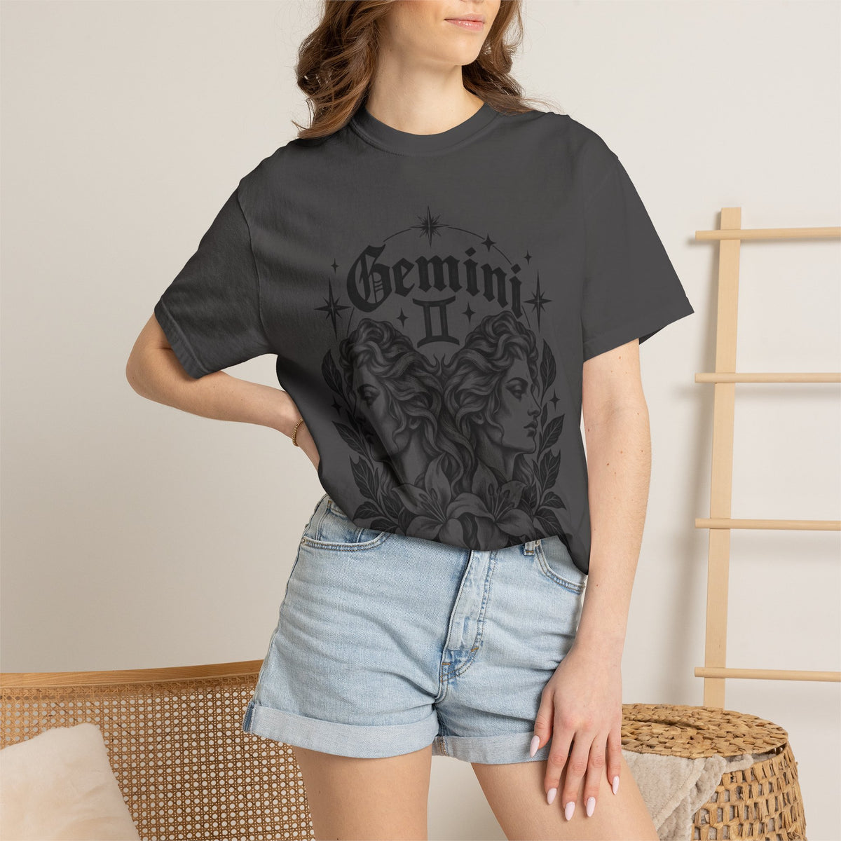 Gemini Zodiac Tee — Twin Faces Astrology T-Shirt