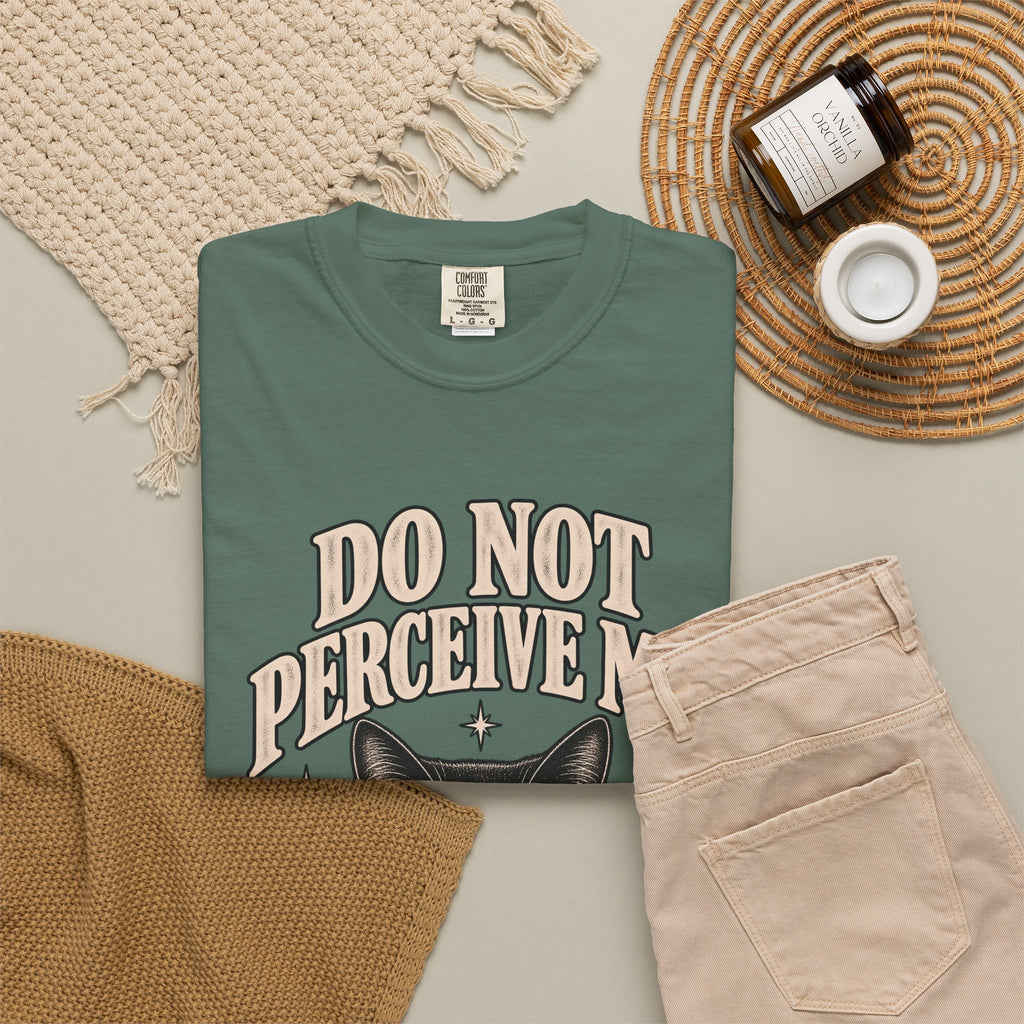 Do Not Perceive Me Tee — Funny Black Cat Introvert T-Shirt