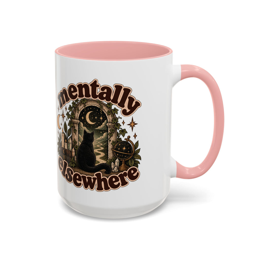 Mentally Elsewhere Mug — Black Cat Celestial Ceramic Coffee Mug