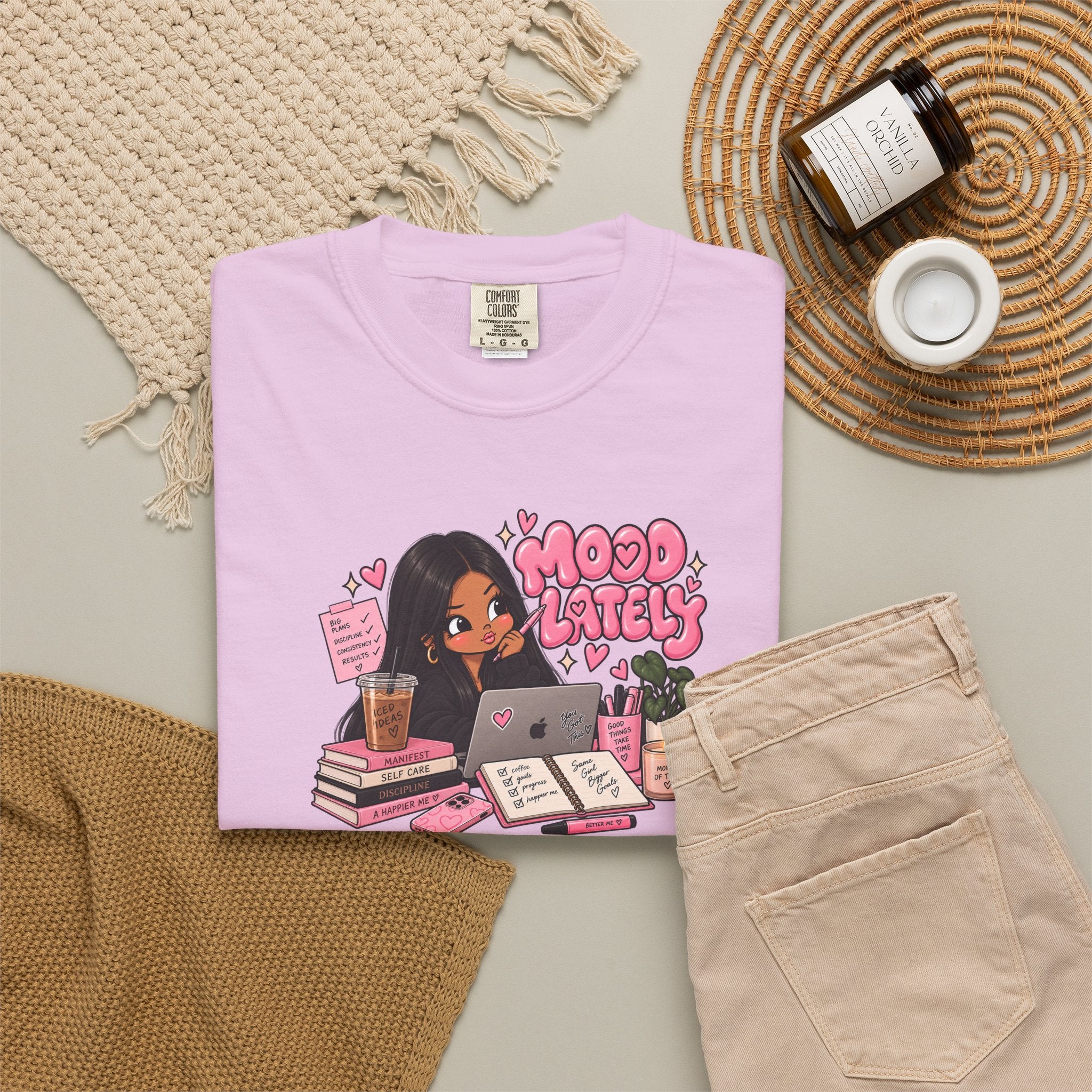 Mood Lately T-Shirt — Cute Study Girl Graphic Tee