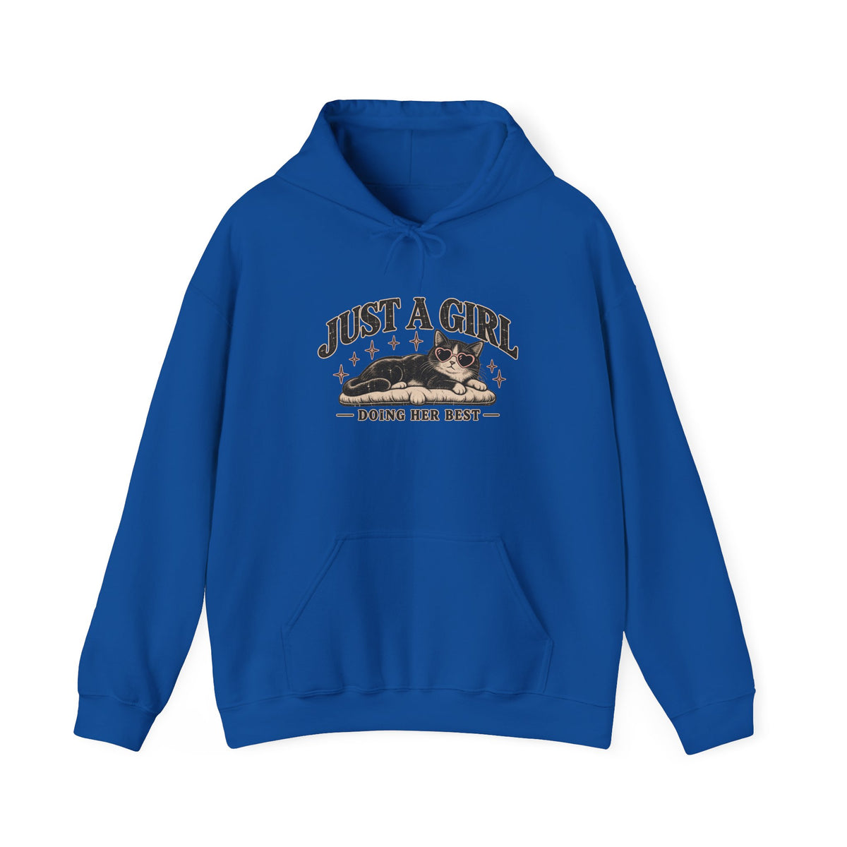 Just a Girl Doing Her Best Hoodie — Cute Cat Graphic Pullover