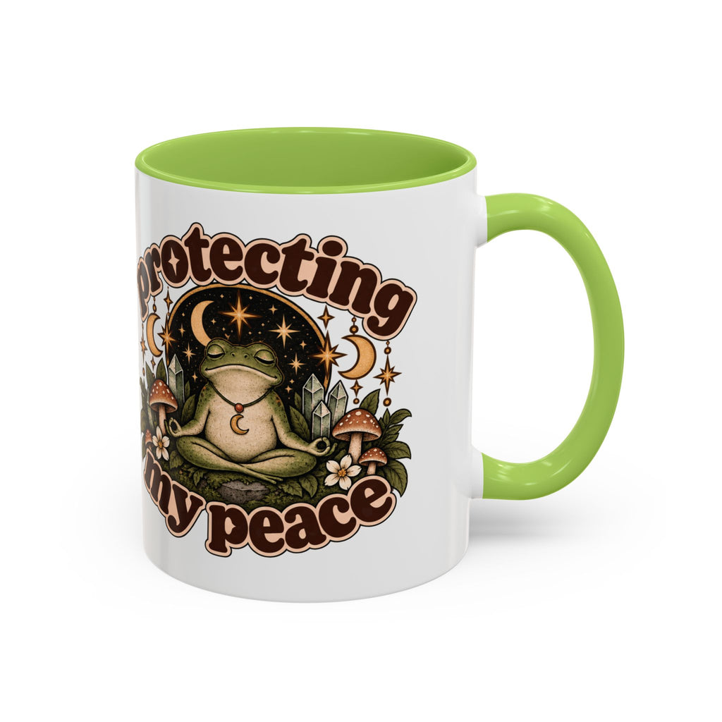 Protecting My Peace Mug — Frog & Mushroom Ceramic Coffee Mug
