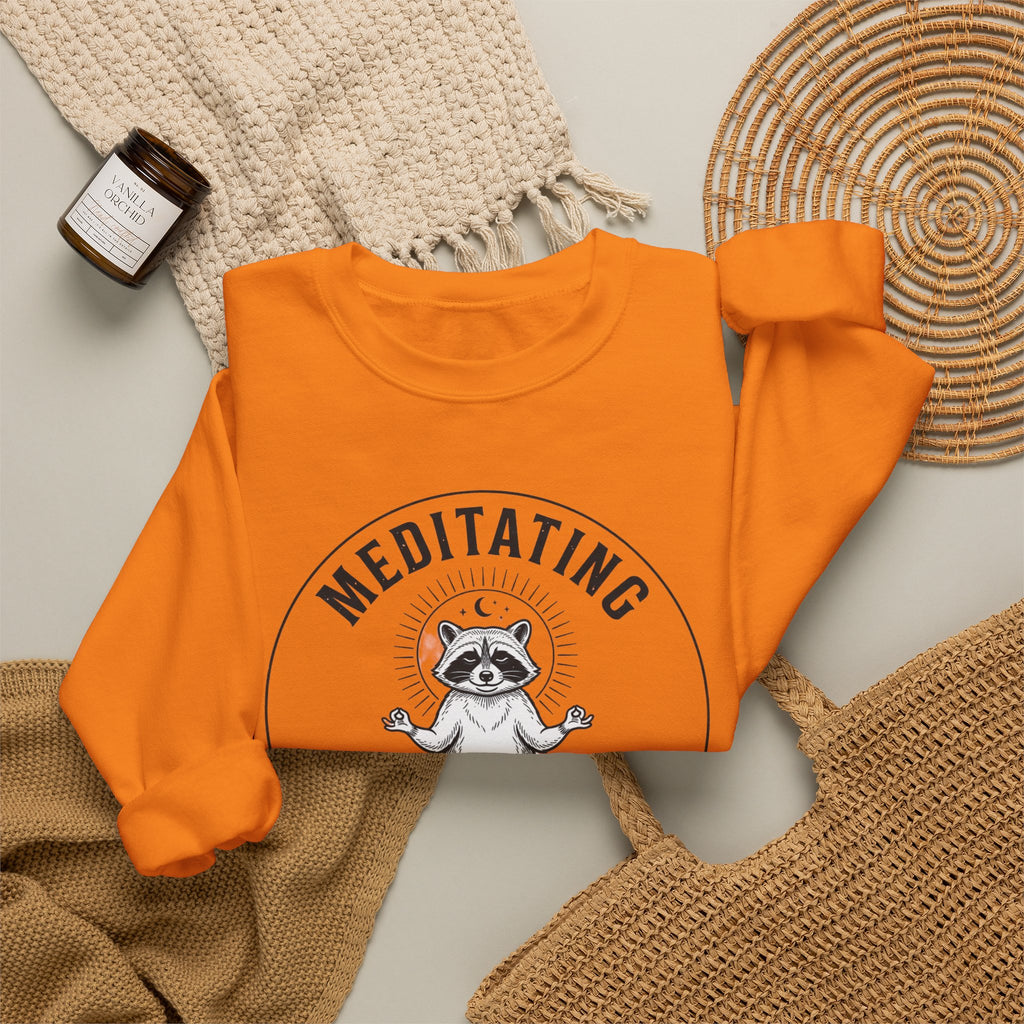 Meditating Raccoon Sweatshirt | Feral Raccoon Aesthetic, Celestial Wilderness