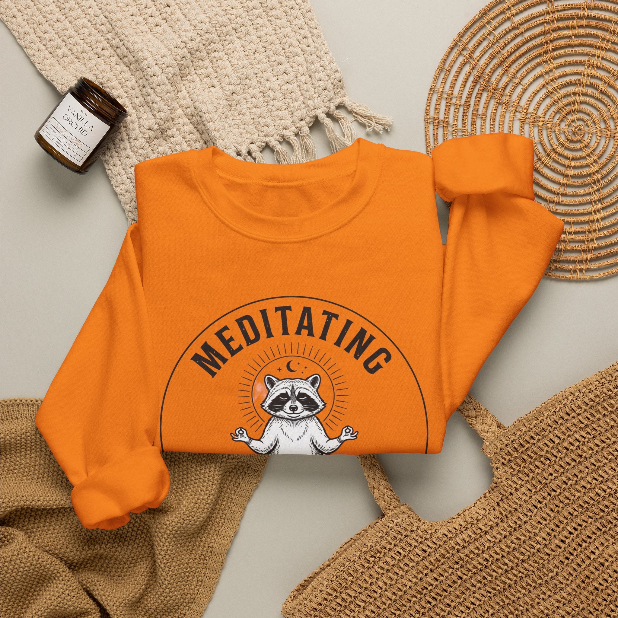 Meditating Raccoon Sweatshirt | Feral Raccoon Aesthetic, Celestial Wilderness