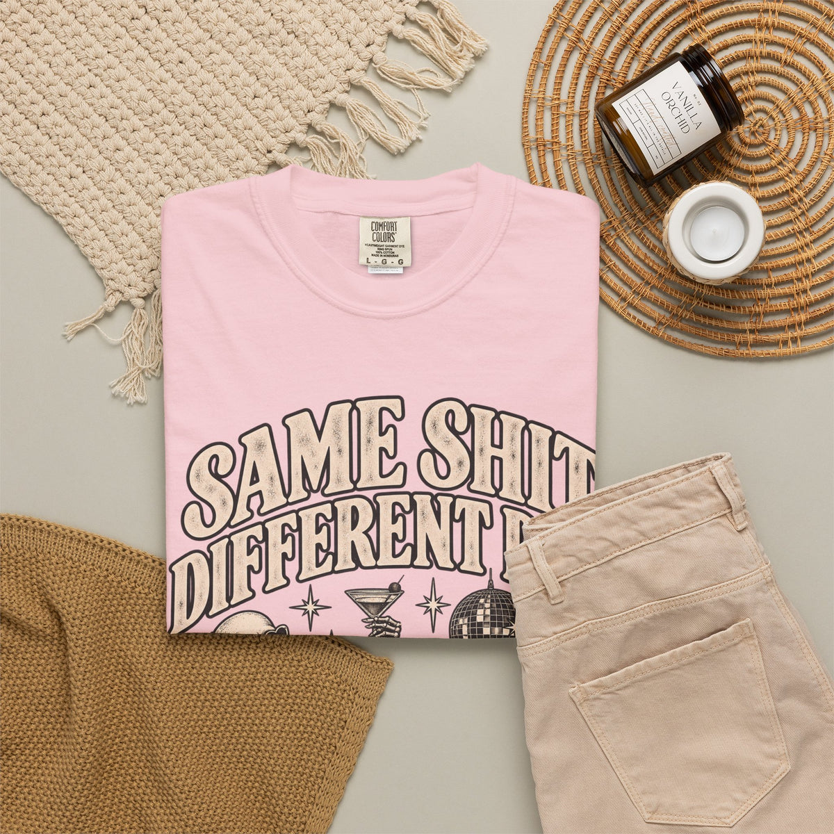 Same Shit Different Day Tee — Retro Skeleton Disco Graphic T-Shirt