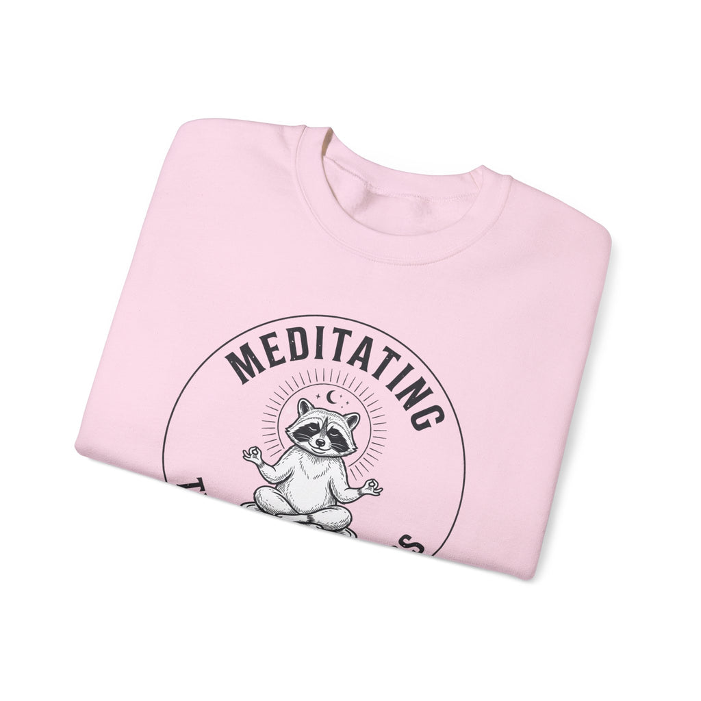 Meditating Raccoon Sweatshirt | Feral Raccoon Aesthetic, Celestial Wilderness