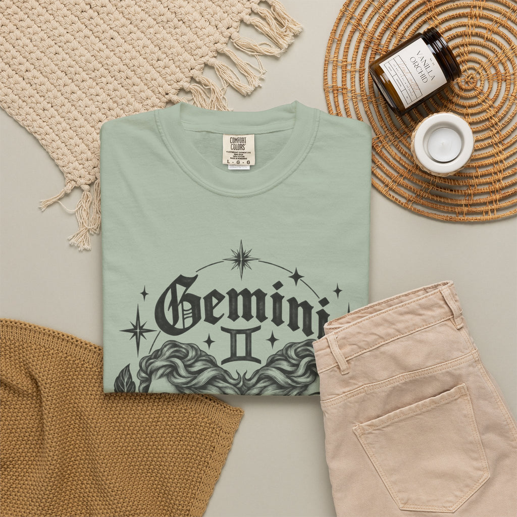 Gemini Zodiac Tee — Twin Faces Astrology T-Shirt