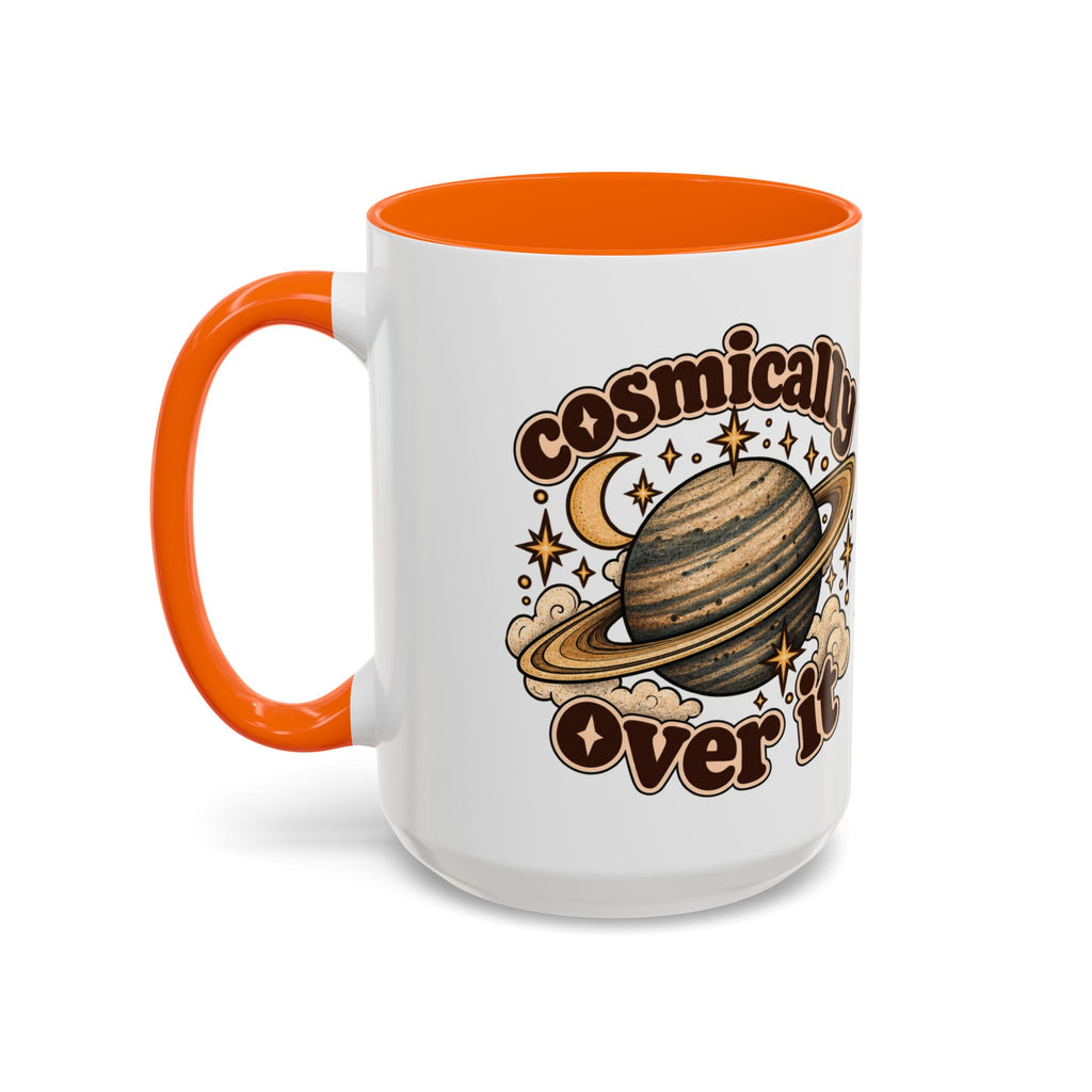 Cosmically Over It Mug — Retro Planet Celestial Ceramic Coffee Mug