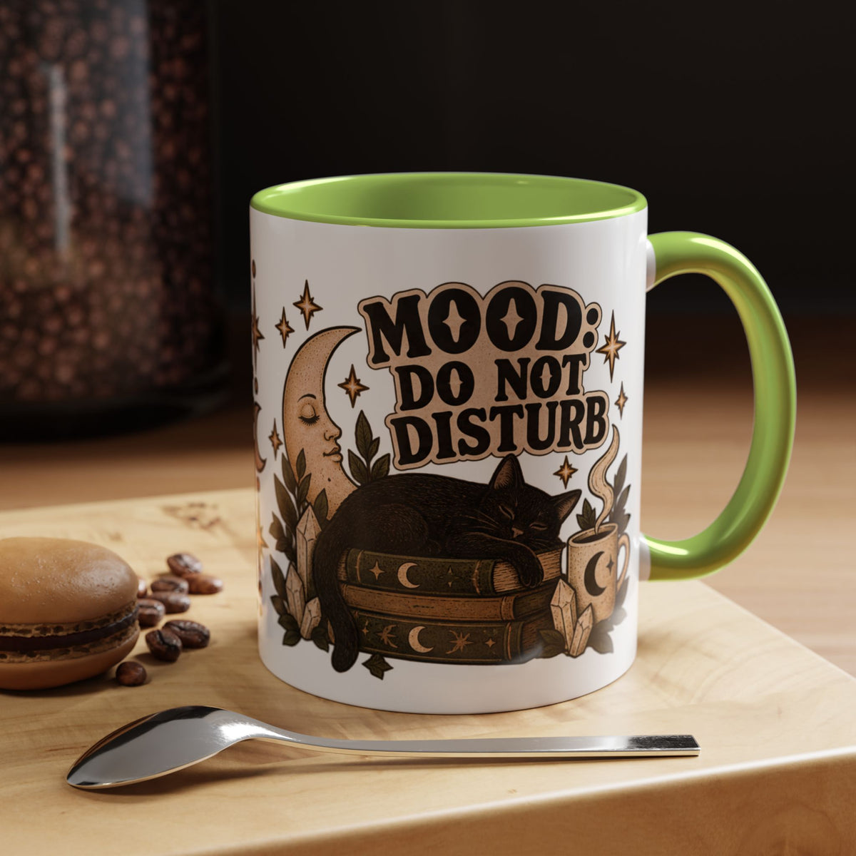 Mood: Do Not Disturb Mug — Sleepy Cat & Moon Ceramic Coffee Mug