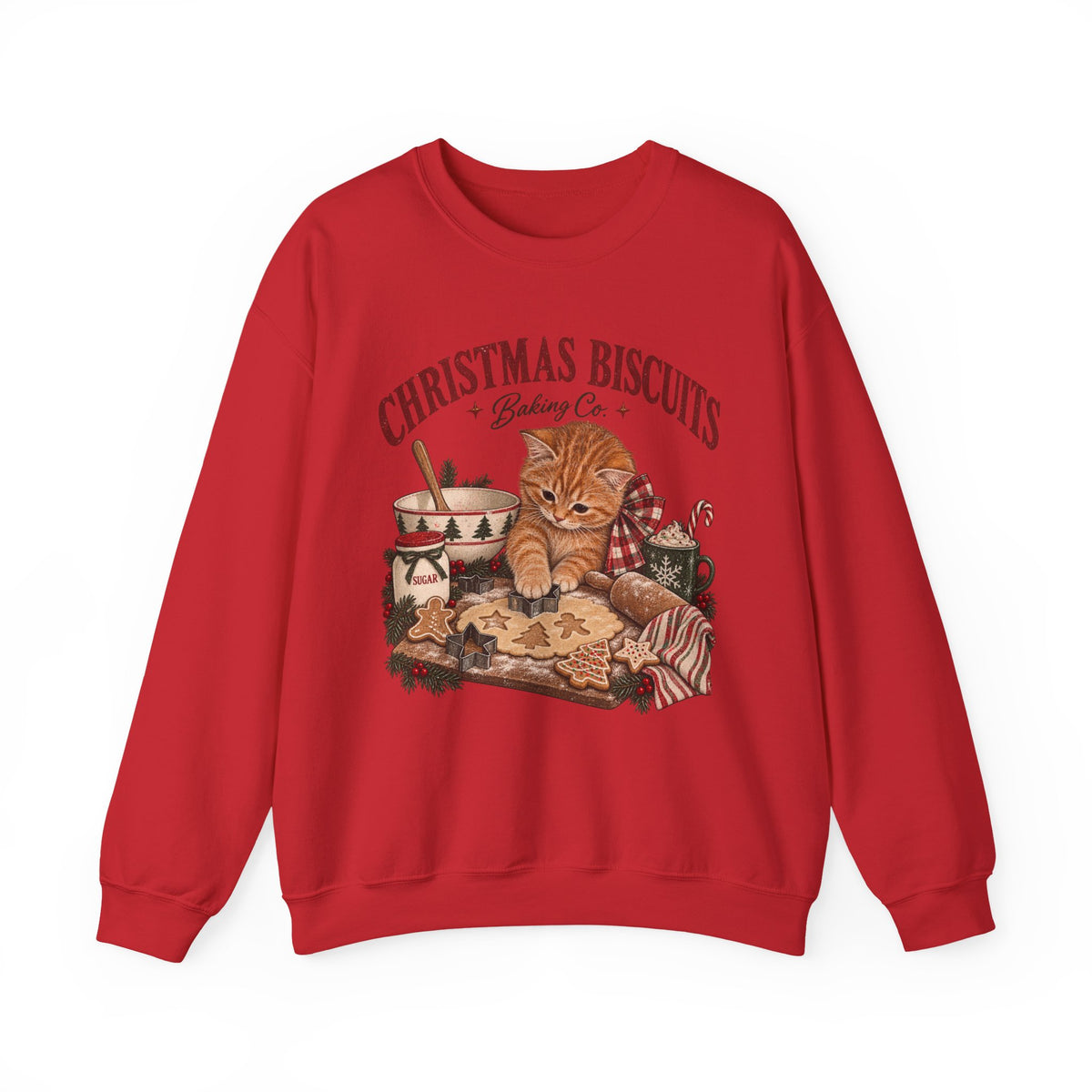 Crewneck Sweatshirt — Christmas Biscuits Baking Co. Cat Holiday Sweatshirt