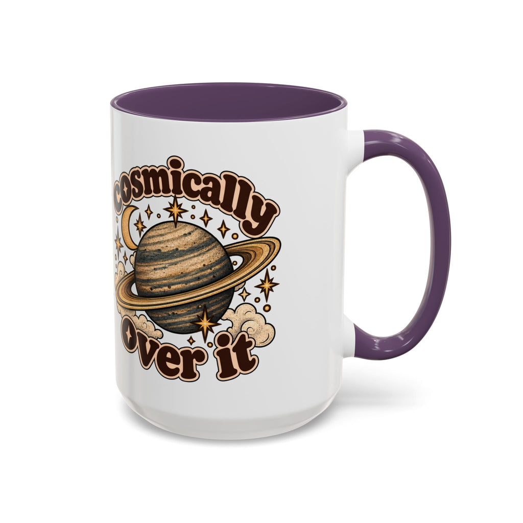 Cosmically Over It Mug — Retro Planet Celestial Ceramic Coffee Mug