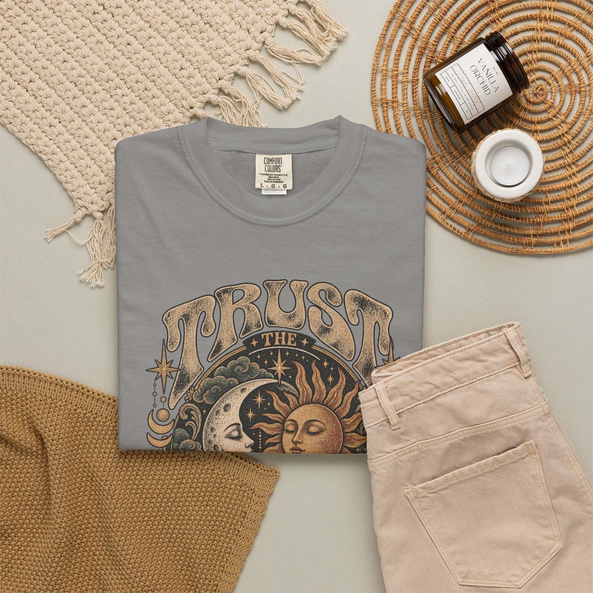 Trust the Universe T-Shirt — Vintage Sun & Moon Graphic