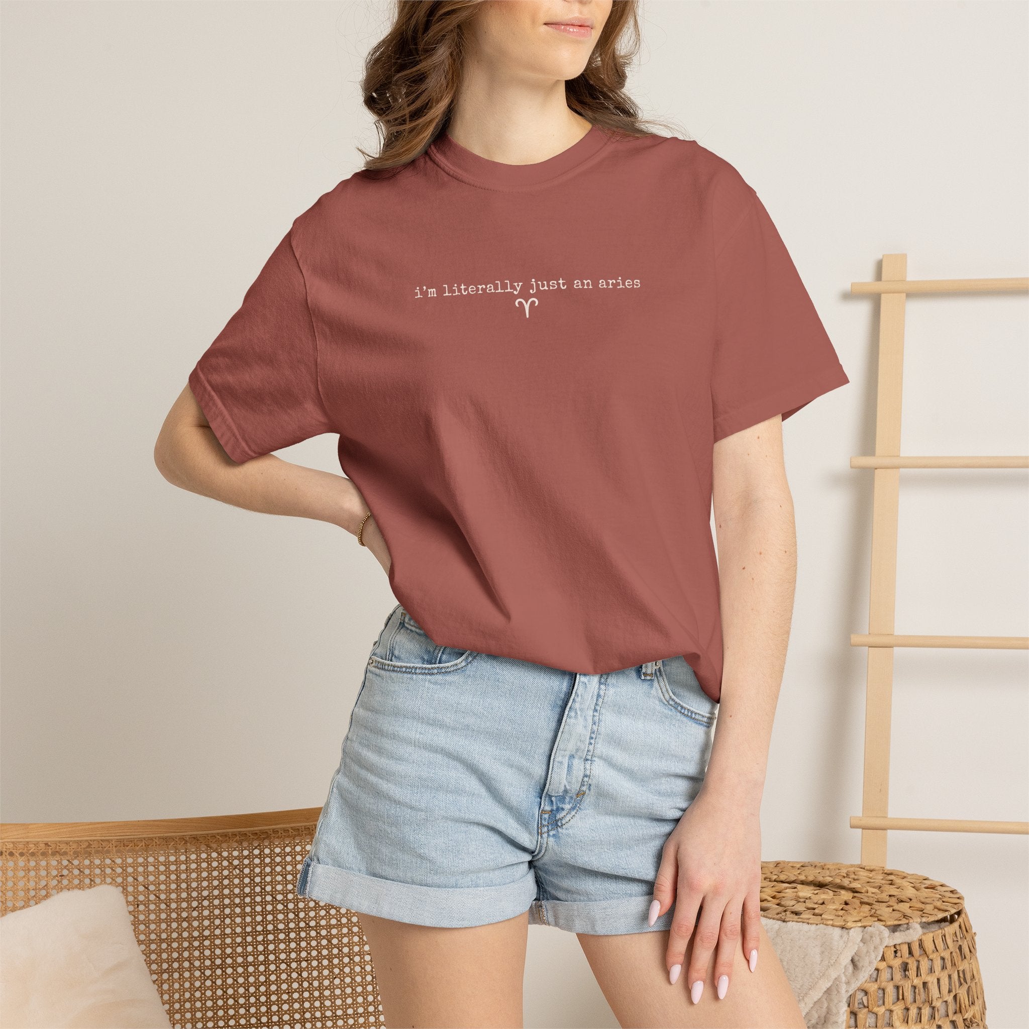 I'm Literally Just an Aries Garment-Dyed T-Shirt — Vintage Cream Comfort Tee