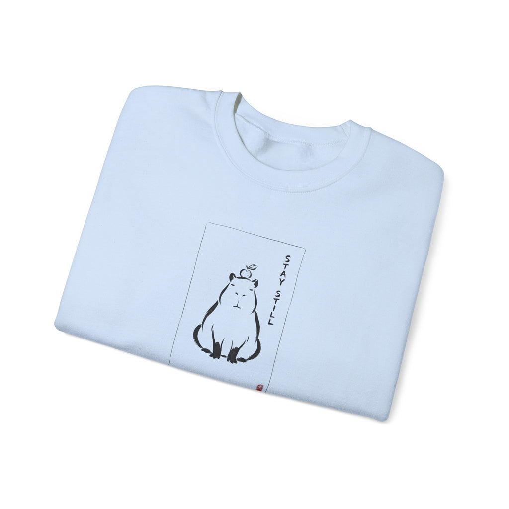 Calm Anime-style Capybara Sweatshirt | Japanese Ink Cat Aesthetic