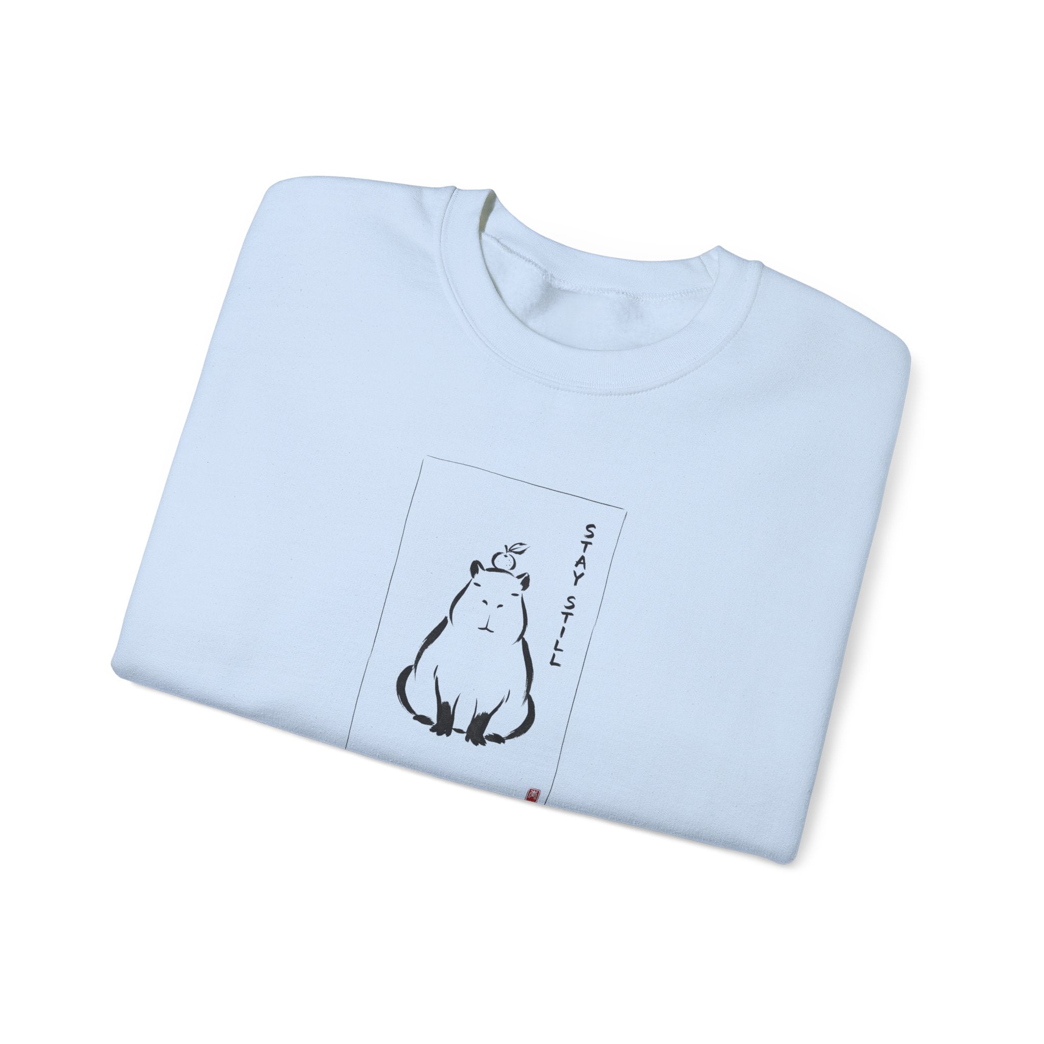 Calm Anime-style Capybara Sweatshirt | Japanese Ink Cat Aesthetic