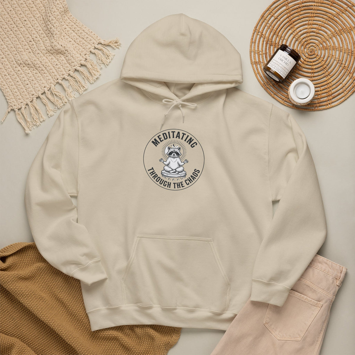 Meditating Raccoon Hoodie | Feral Raccoon Aesthetic, Celestial Wilderness