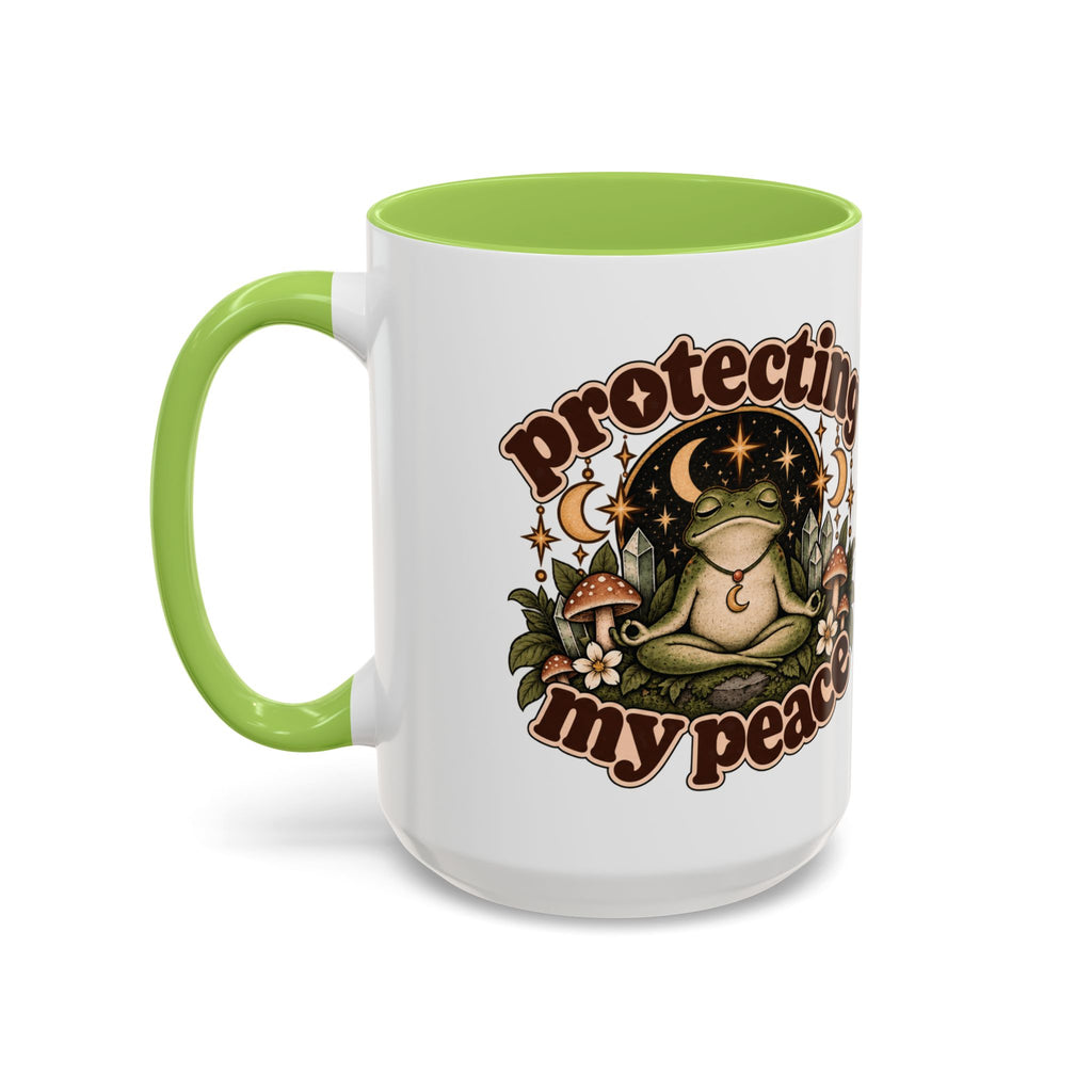 Protecting My Peace Mug — Frog & Mushroom Ceramic Coffee Mug