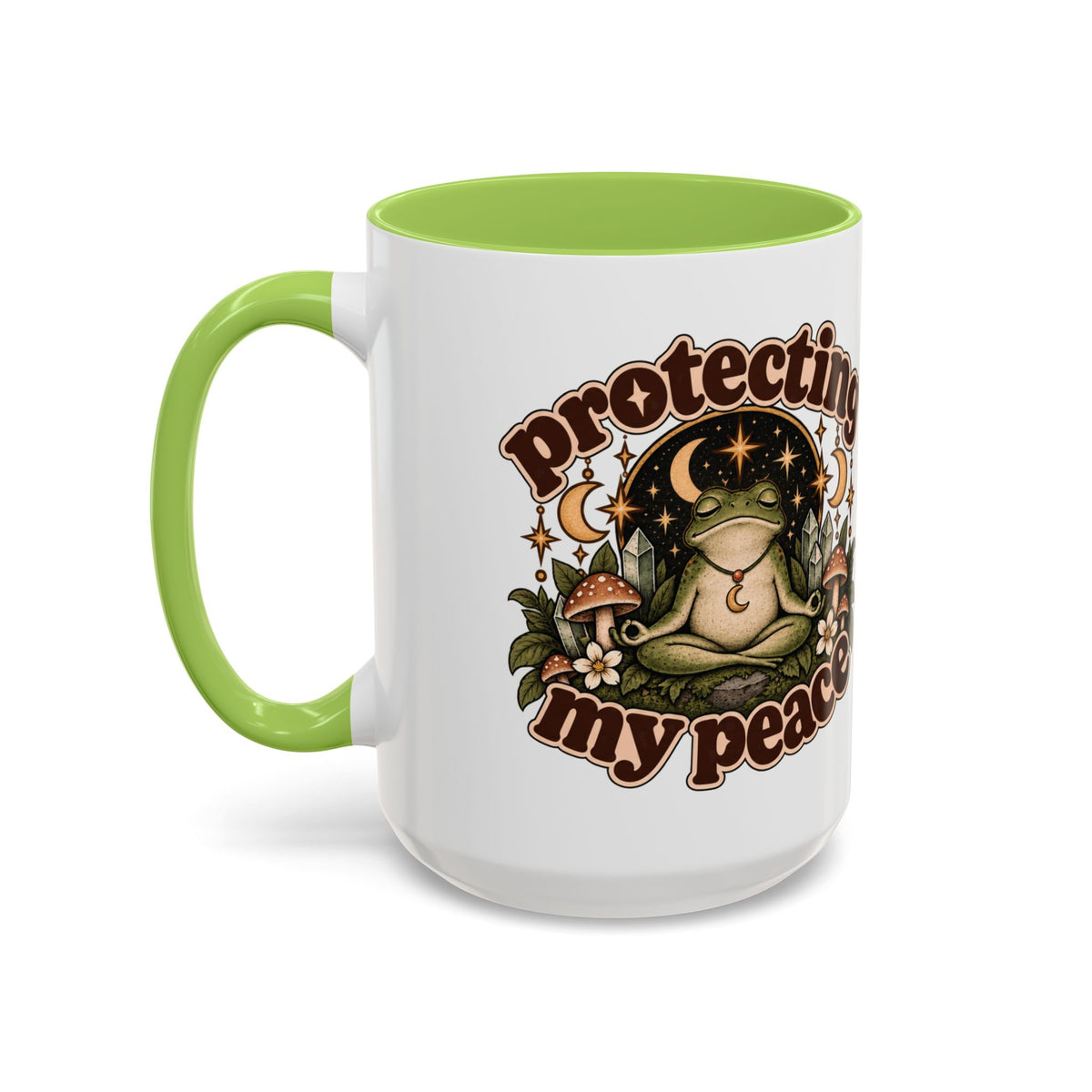 Protecting My Peace Mug — Frog & Mushroom Ceramic Coffee Mug