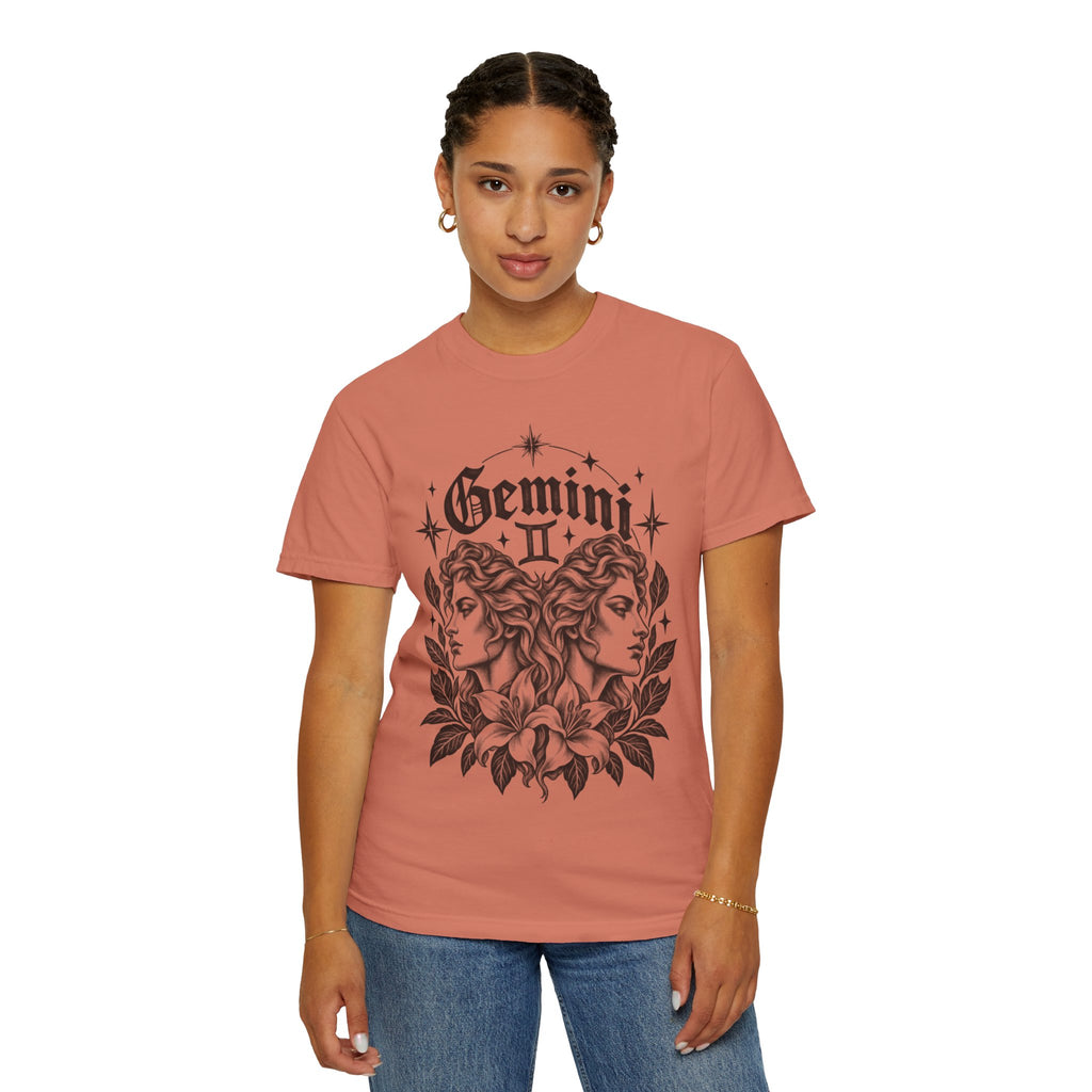 Gemini Zodiac Tee — Twin Faces Astrology T-Shirt