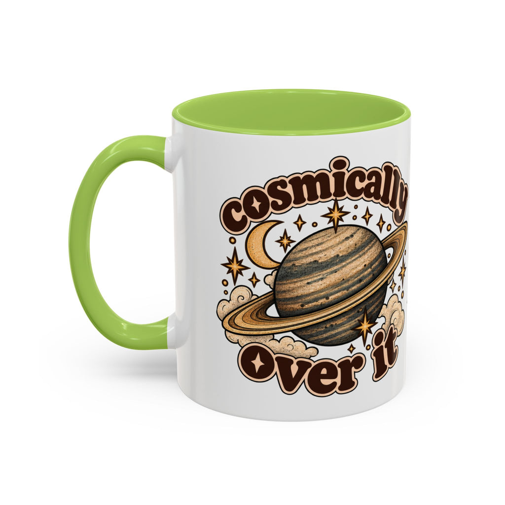 Cosmically Over It Mug — Retro Planet Celestial Ceramic Coffee Mug