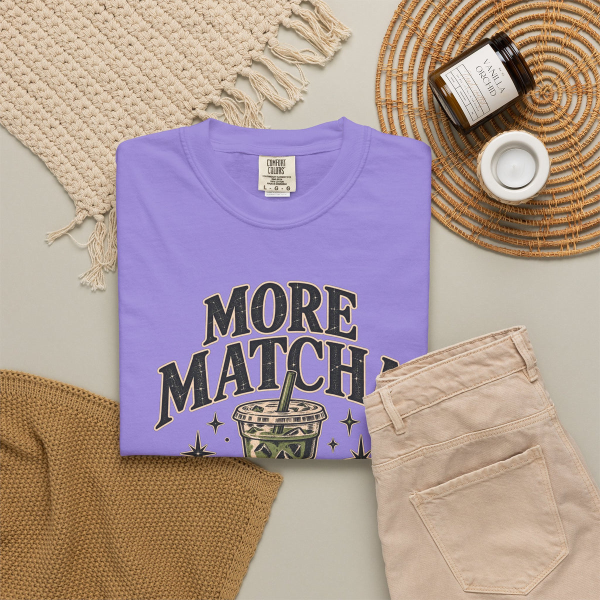More Matcha Less Drama Tee — Cute Matcha Graphic T-Shirt