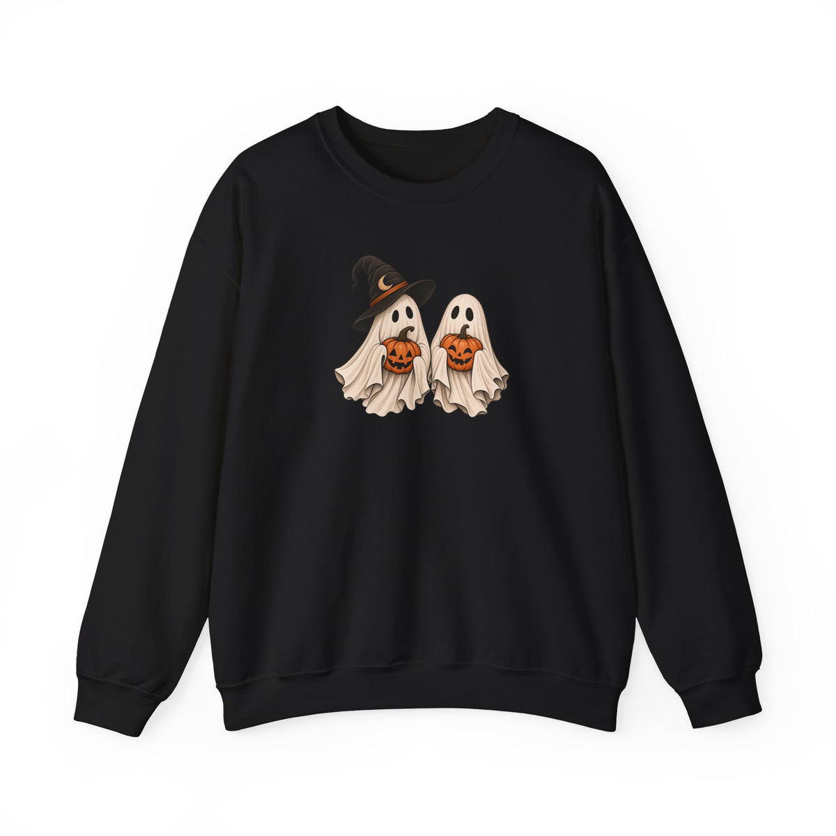 Halloween Ghosts Crewneck Sweatshirt — Cute Witch & Ghost Trick-or-Treat Design