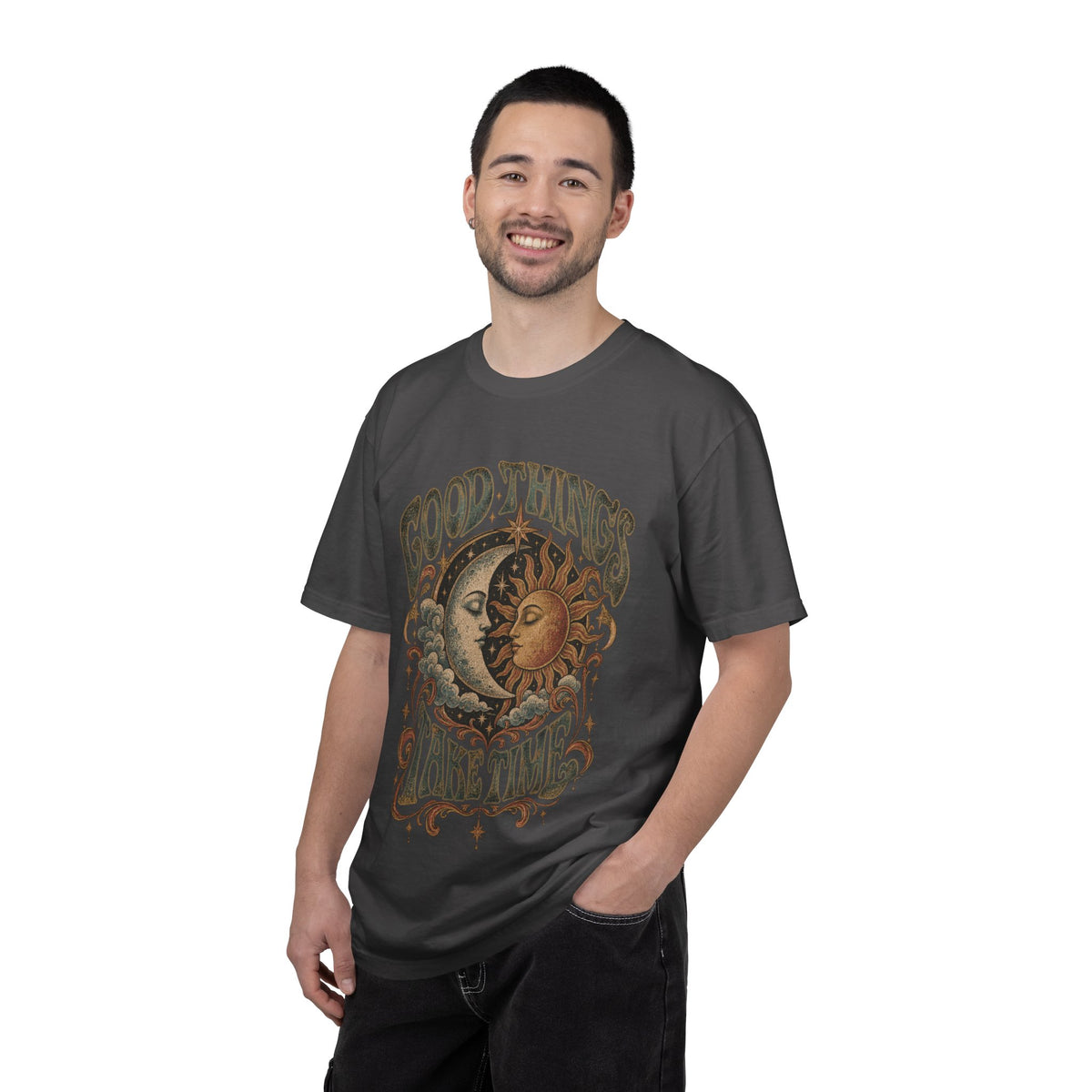 Good Things Take Time Tee — Vintage Sun & Moon Graphic T-Shirt