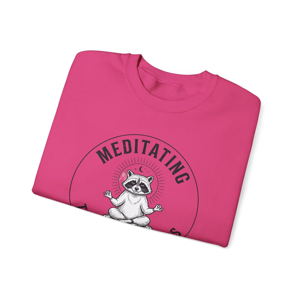 Meditating Raccoon Sweatshirt | Feral Raccoon Aesthetic, Celestial Wilderness