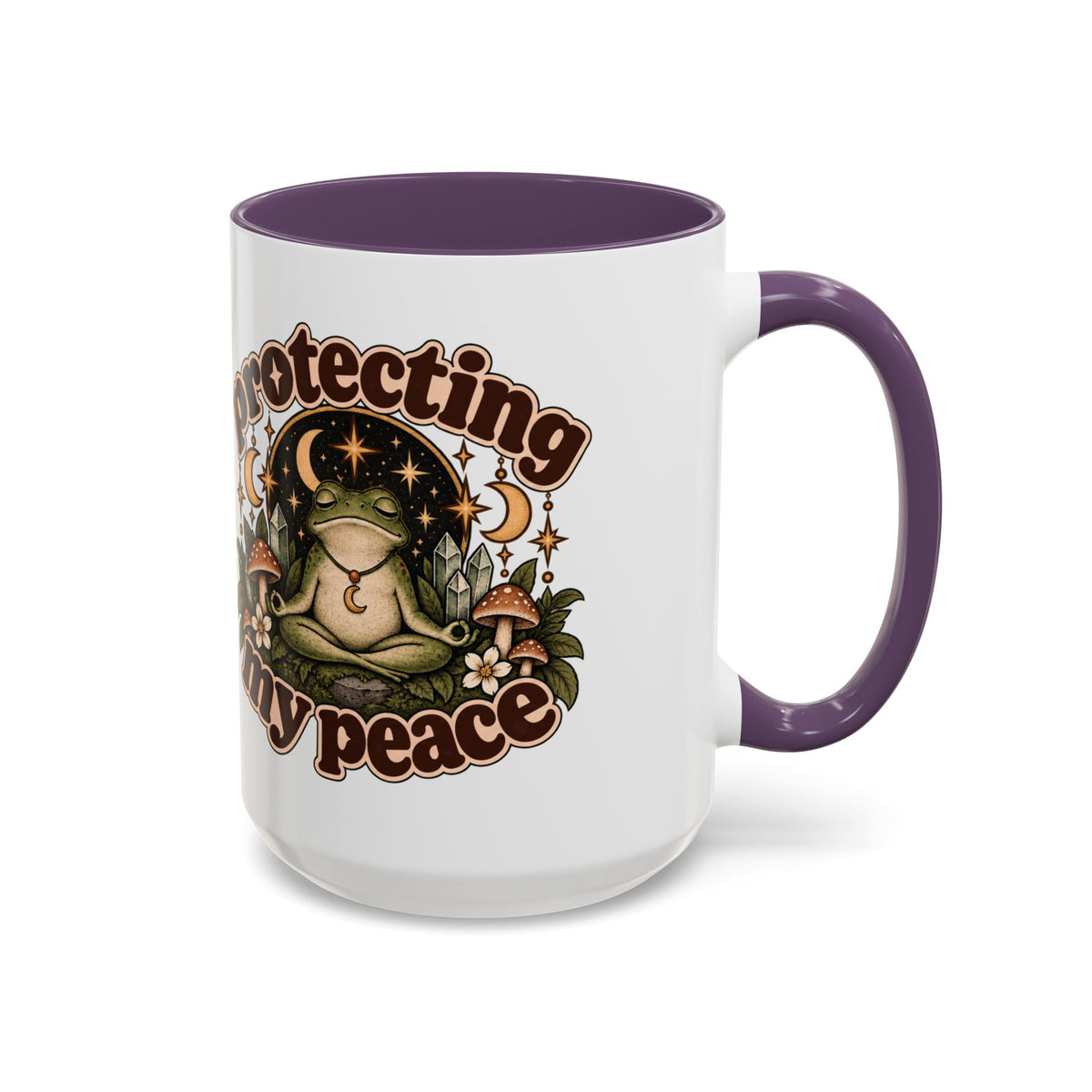 Protecting My Peace Mug — Frog & Mushroom Ceramic Coffee Mug