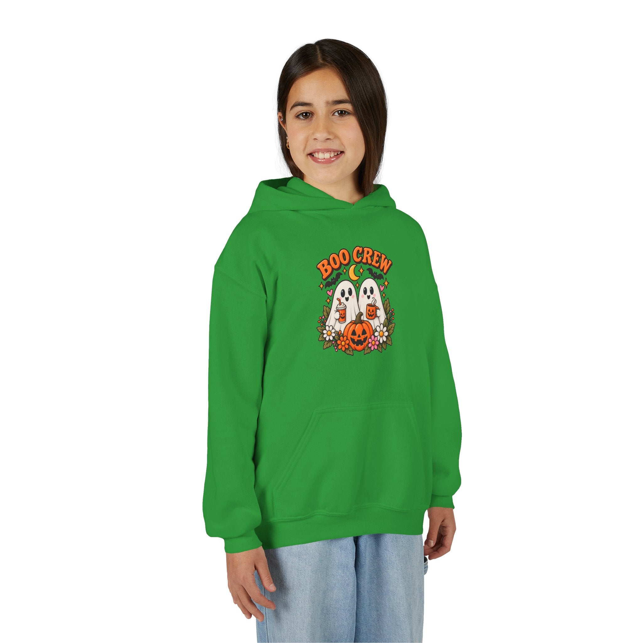 Youth 'Boo Crew' Halloween Hoodie — Cute Ghosts & Pumpkin Kids Sweatshirt