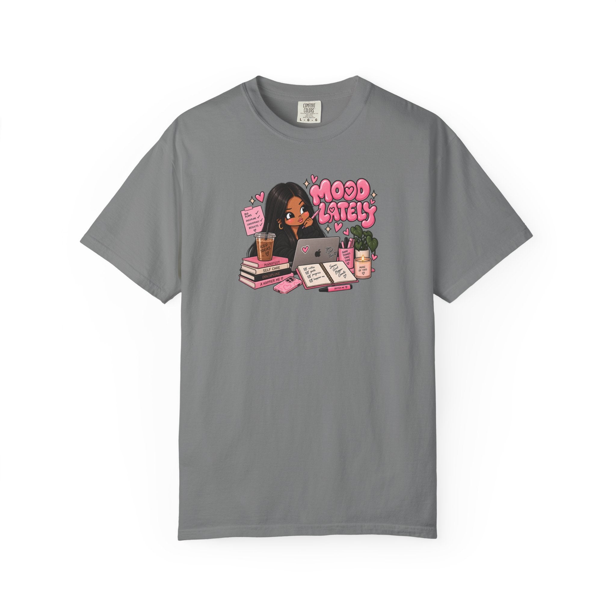 Mood Lately T-Shirt — Cute Study Girl Graphic Tee