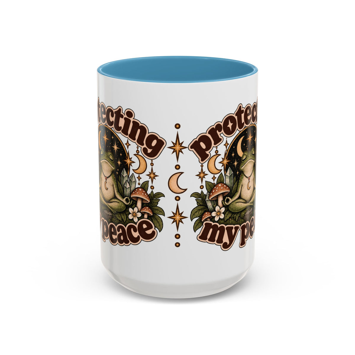 Protecting My Peace Mug — Frog & Mushroom Ceramic Coffee Mug