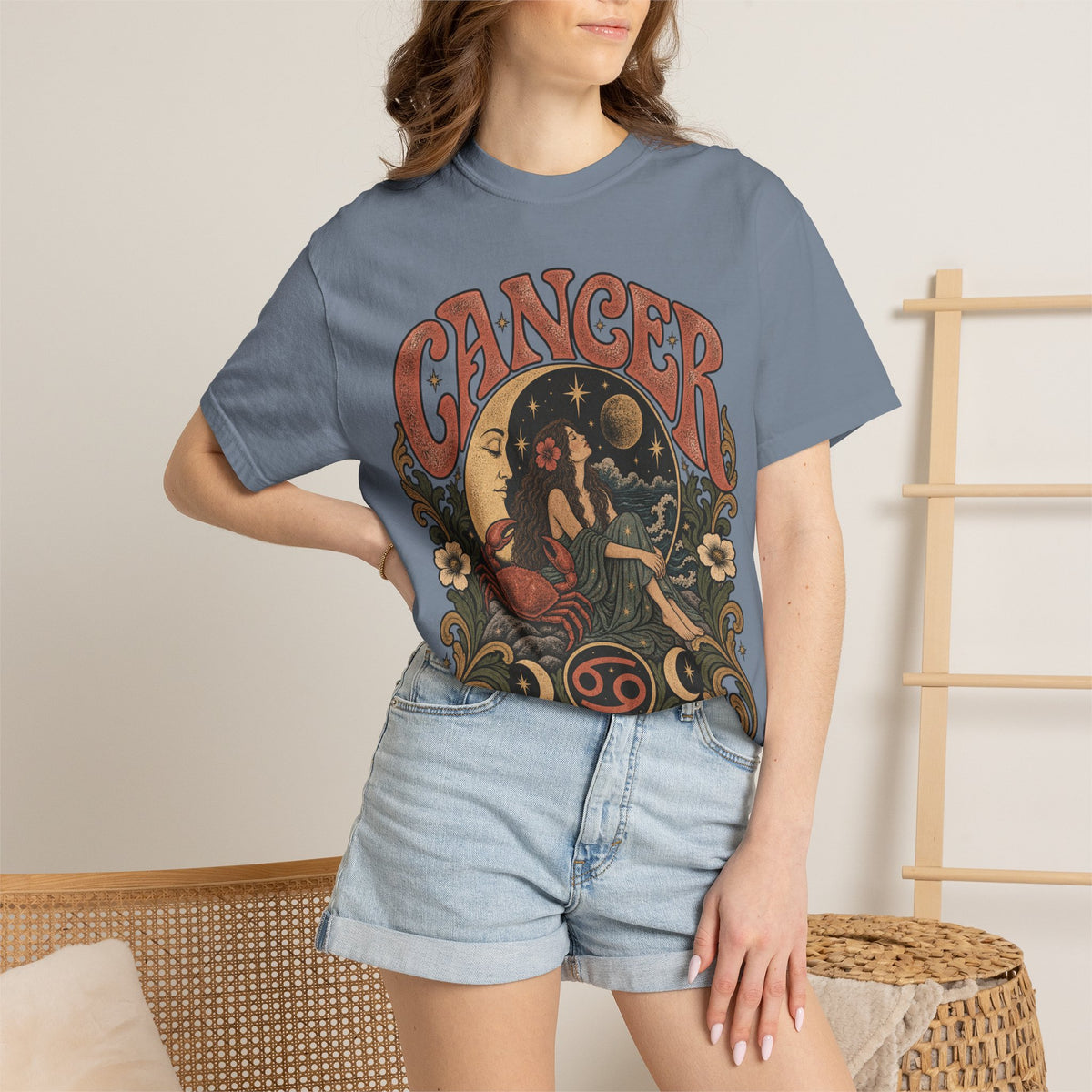 Cancer Zodiac T‑Shirt — Vintage Astrology Tee (Cancer Zodiac Sign)