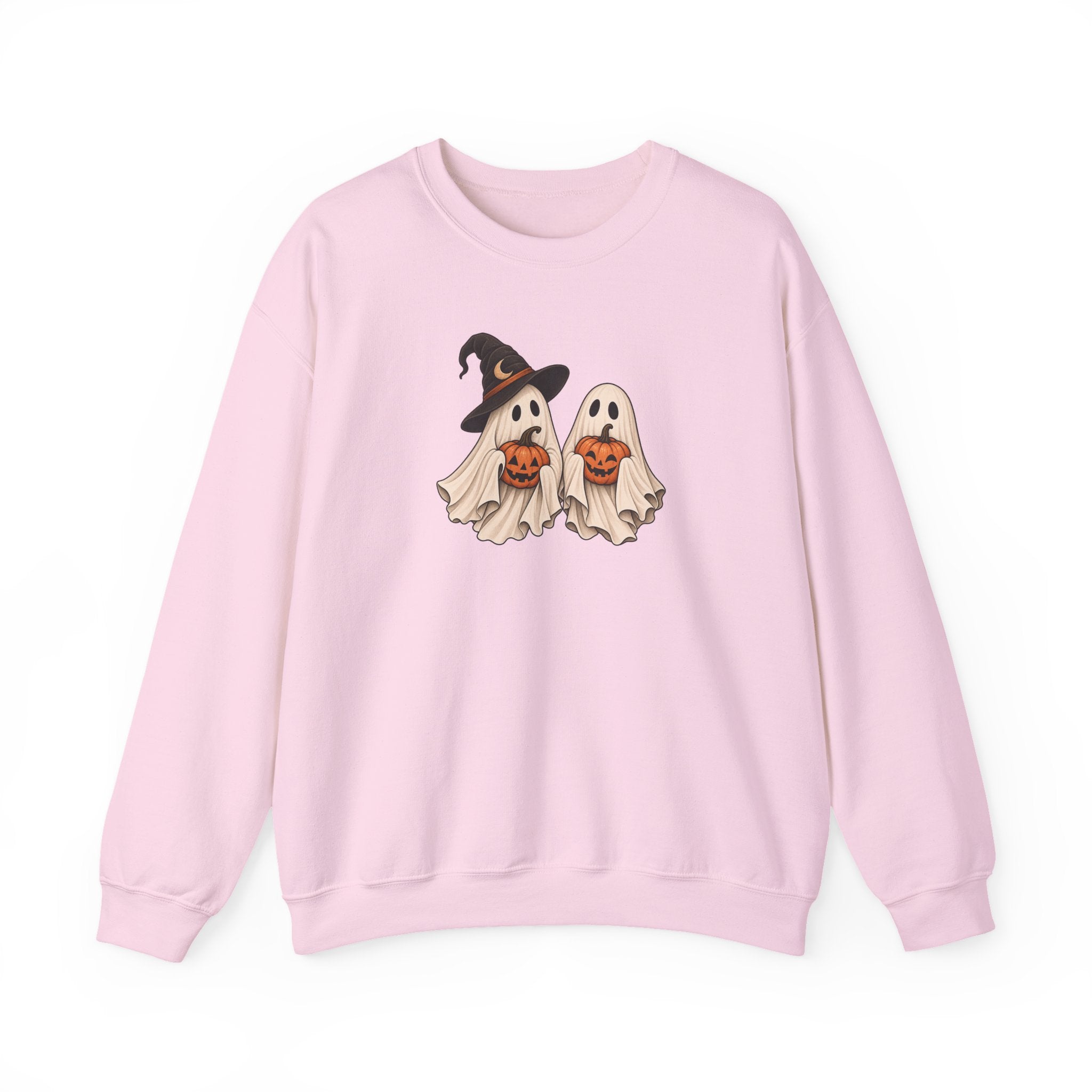 Halloween Ghosts Crewneck Sweatshirt — Cute Witch & Ghost Trick-or-Treat Design