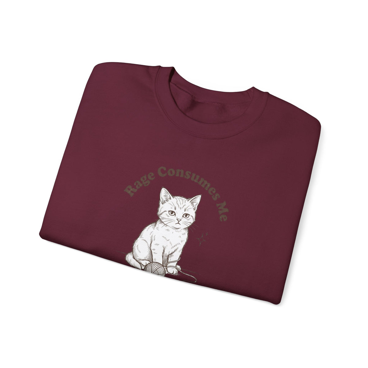 Rage Consumes Me kitten sweatshirt | vintage minimalist cat, ironic emotion