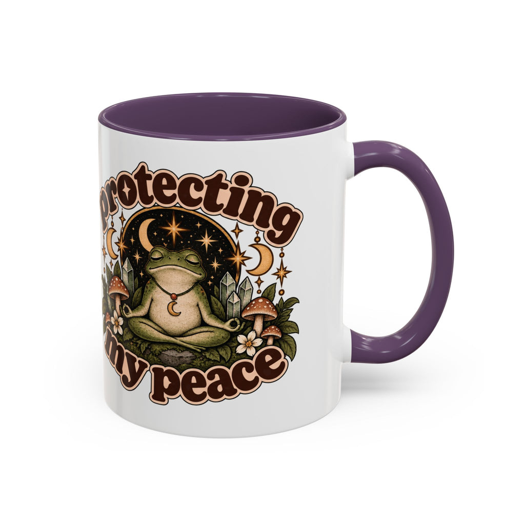 Protecting My Peace Mug — Frog & Mushroom Ceramic Coffee Mug