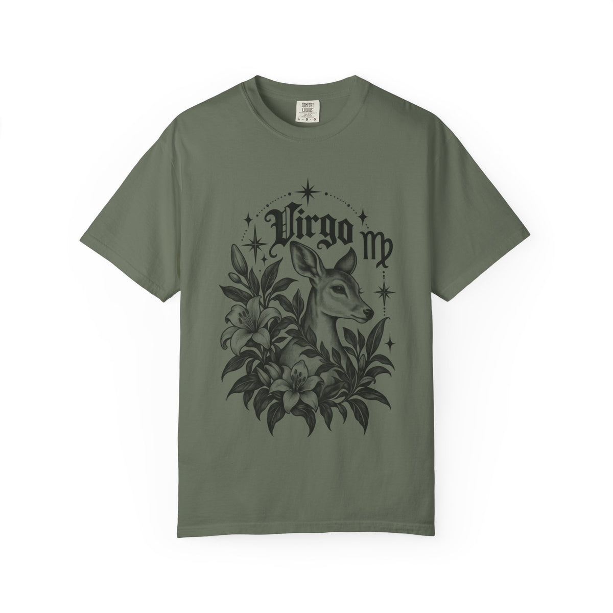 Virgo Floral Deer Zodiac Tee — Astrology Graphic T-Shirt