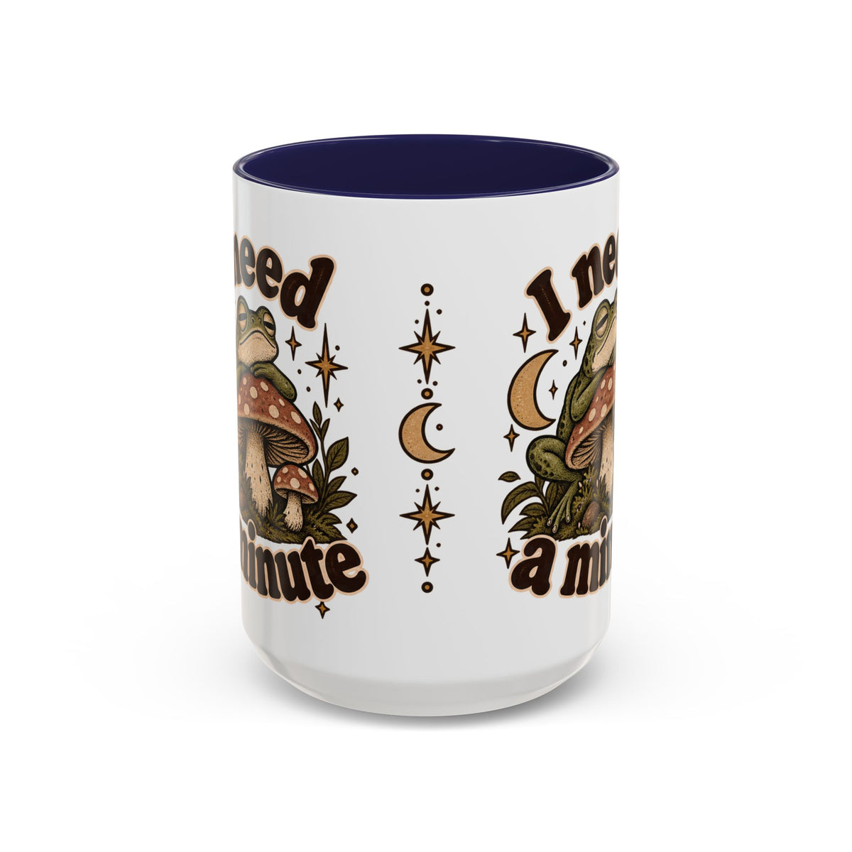 I Need a Minute Mug — Cozy Frog & Mushroom Ceramic Coffee Mug