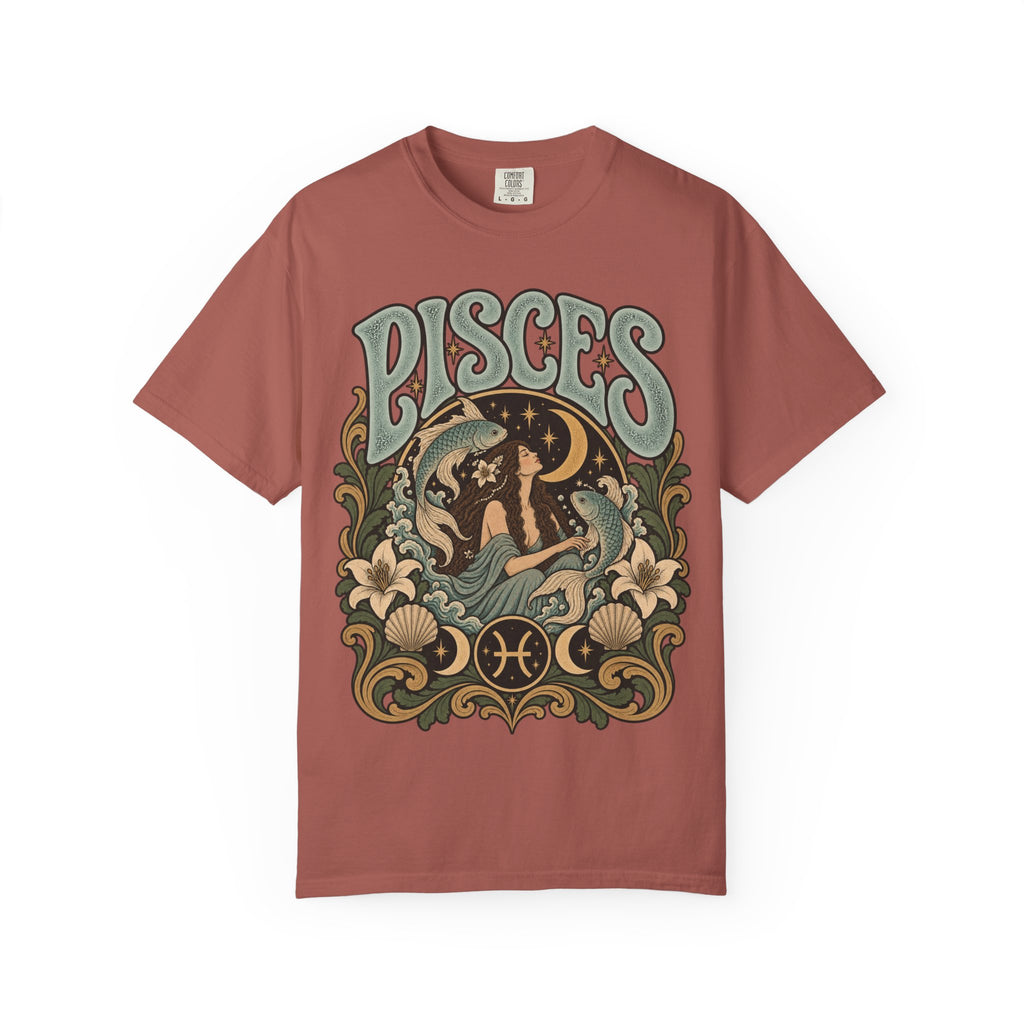 Pisces Zodiac T-Shirt — Retro Astrological Artwork