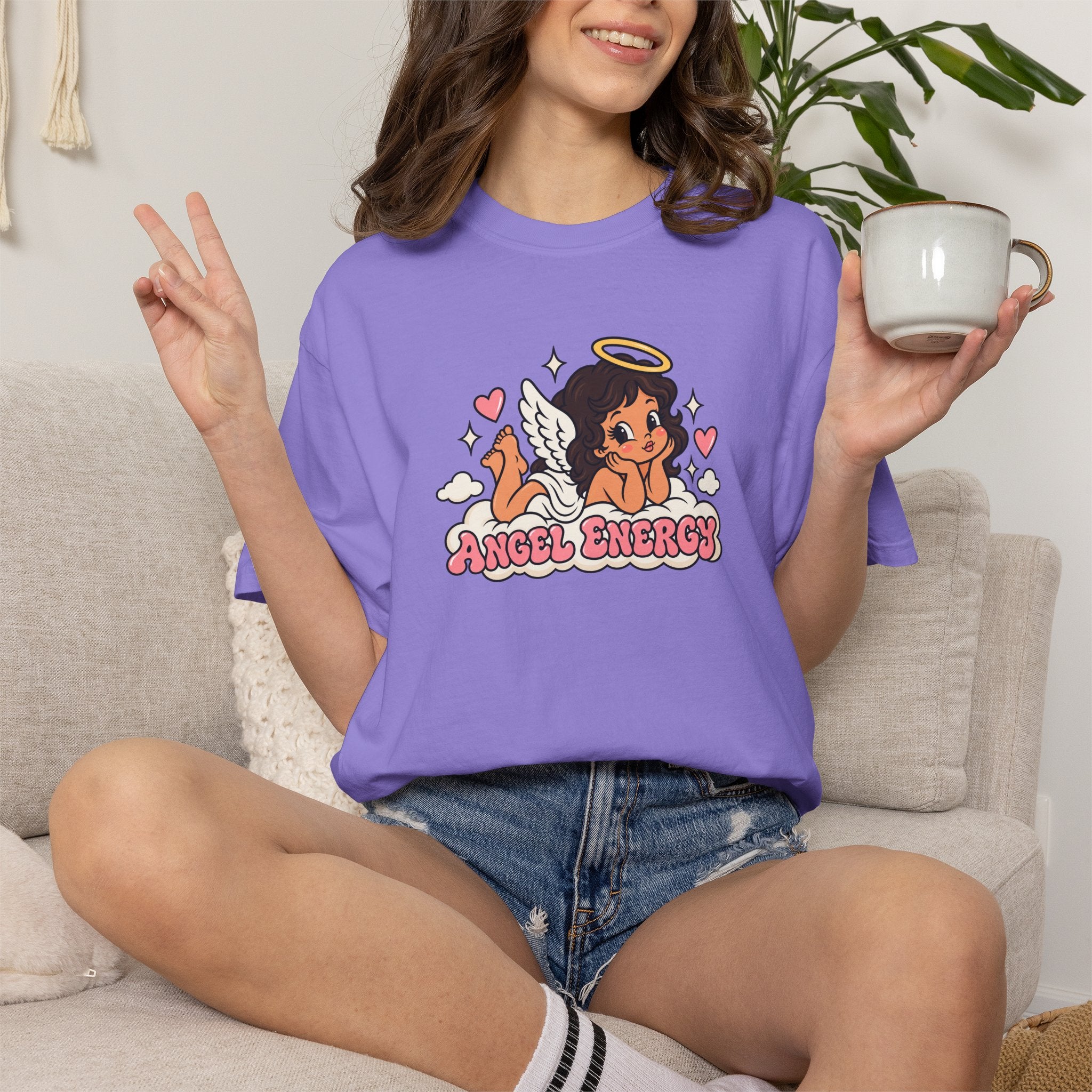 Angel Energy T-Shirt — Cute Retro Angel Graphic Tee