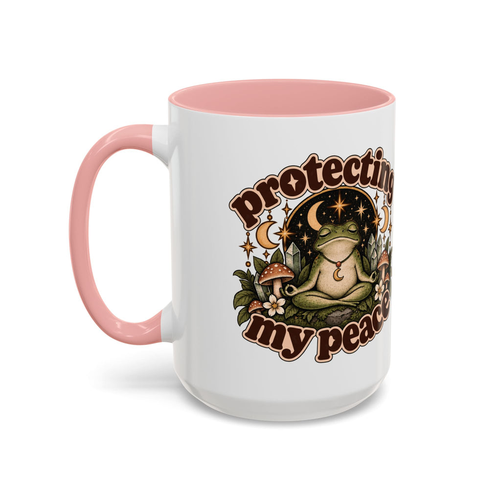 Protecting My Peace Mug — Frog & Mushroom Ceramic Coffee Mug