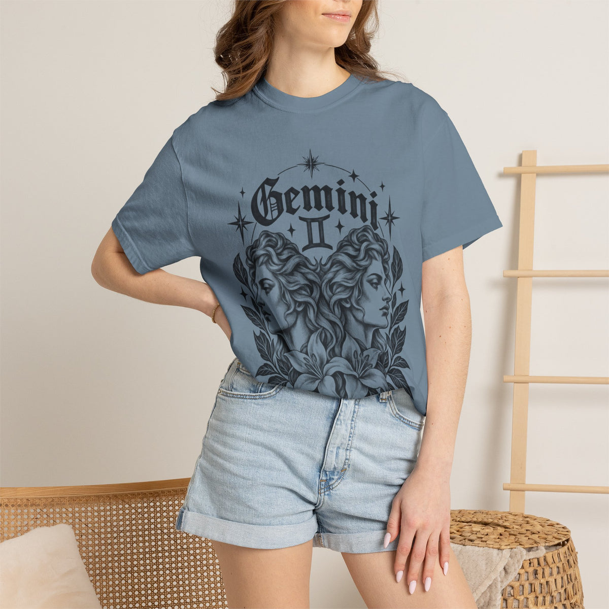 Gemini Zodiac Tee — Twin Faces Astrology T-Shirt