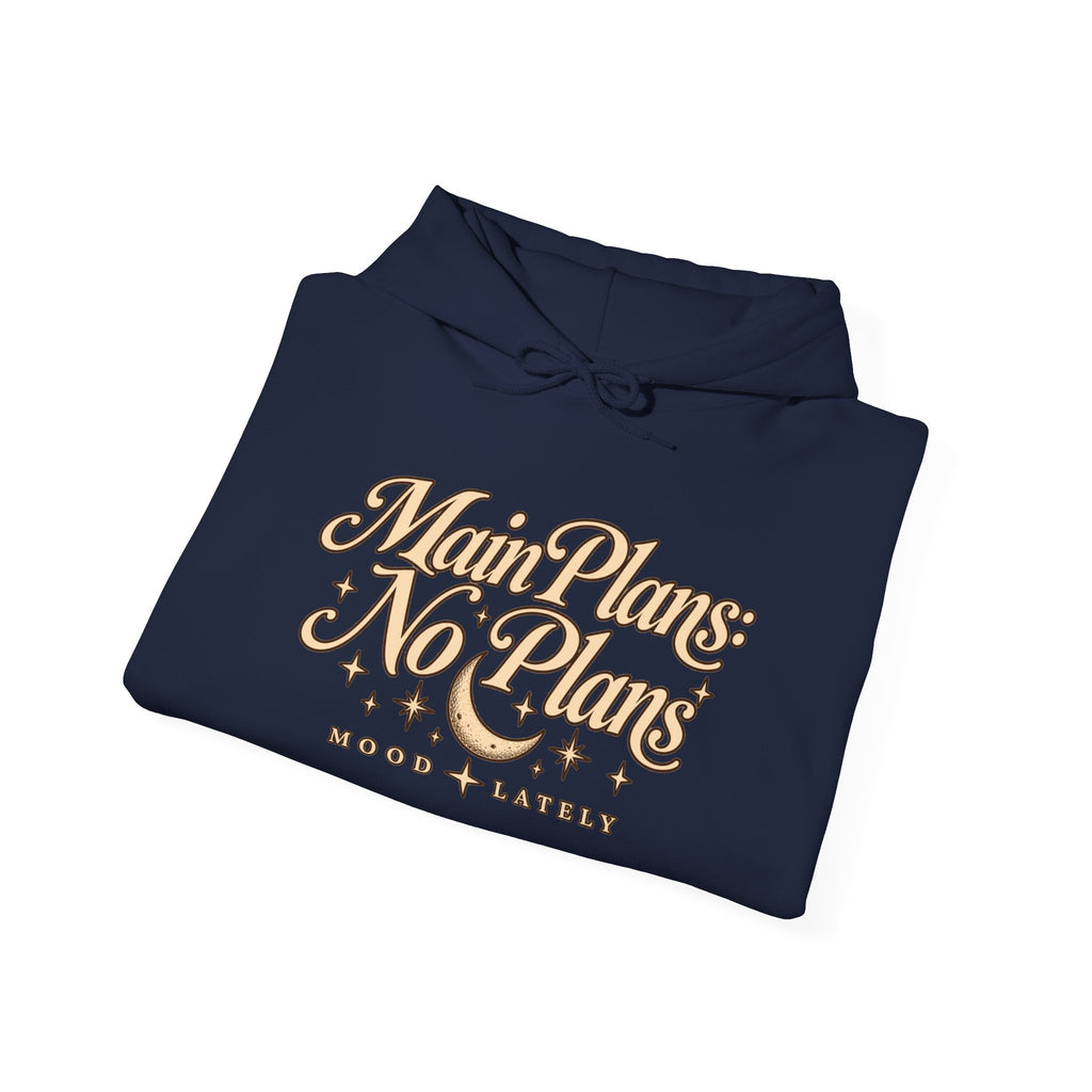 Main Plans No Plans Hoodie — Cozy Retro Graphic Pullover
