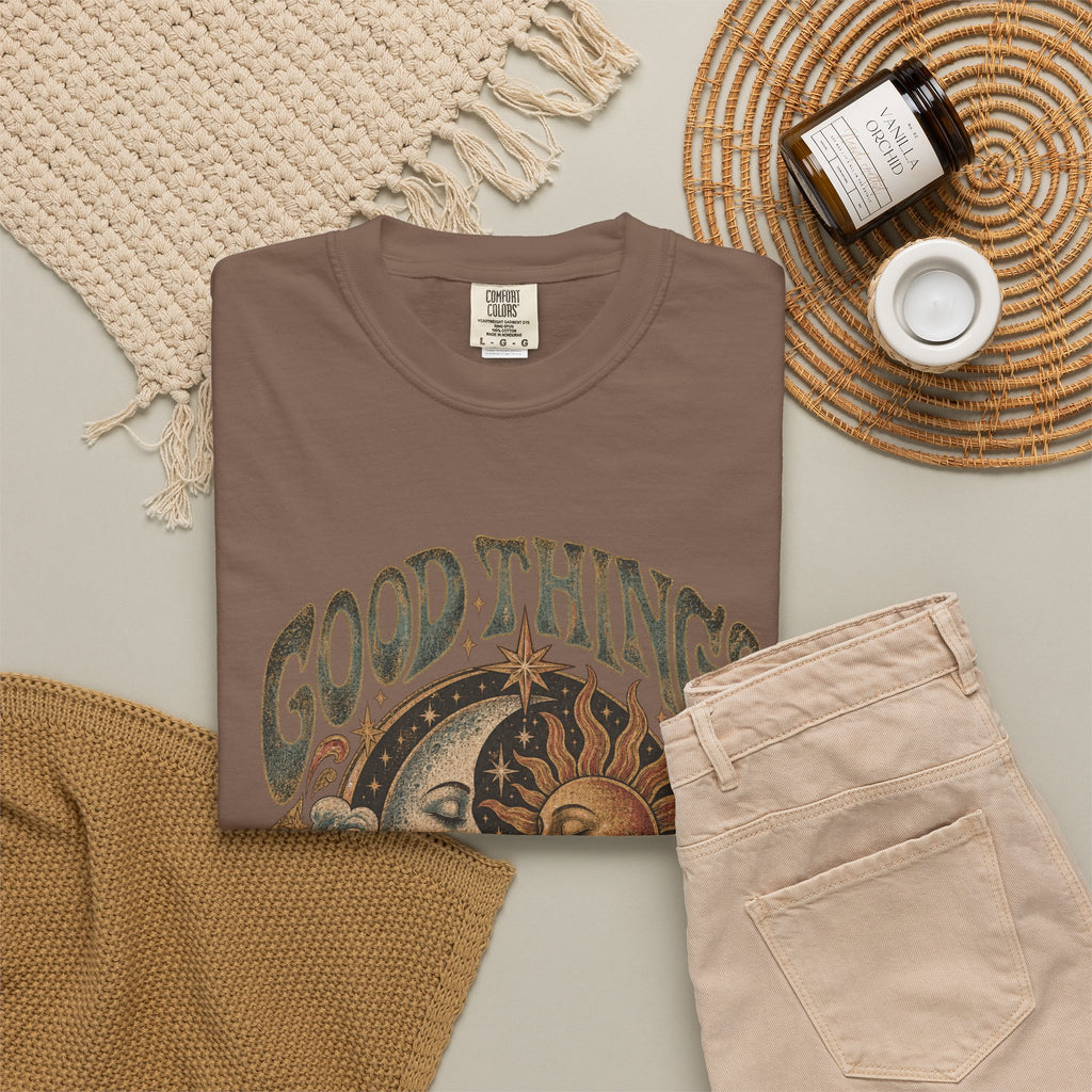 Good Things Take Time Tee — Vintage Sun & Moon Graphic T-Shirt