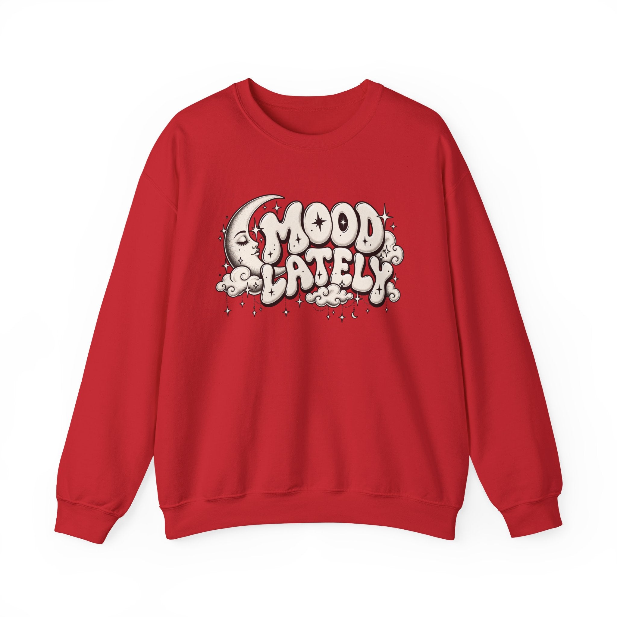 Crewneck Sweatshirt — 'Mood Lately' Retro Moon Graphic