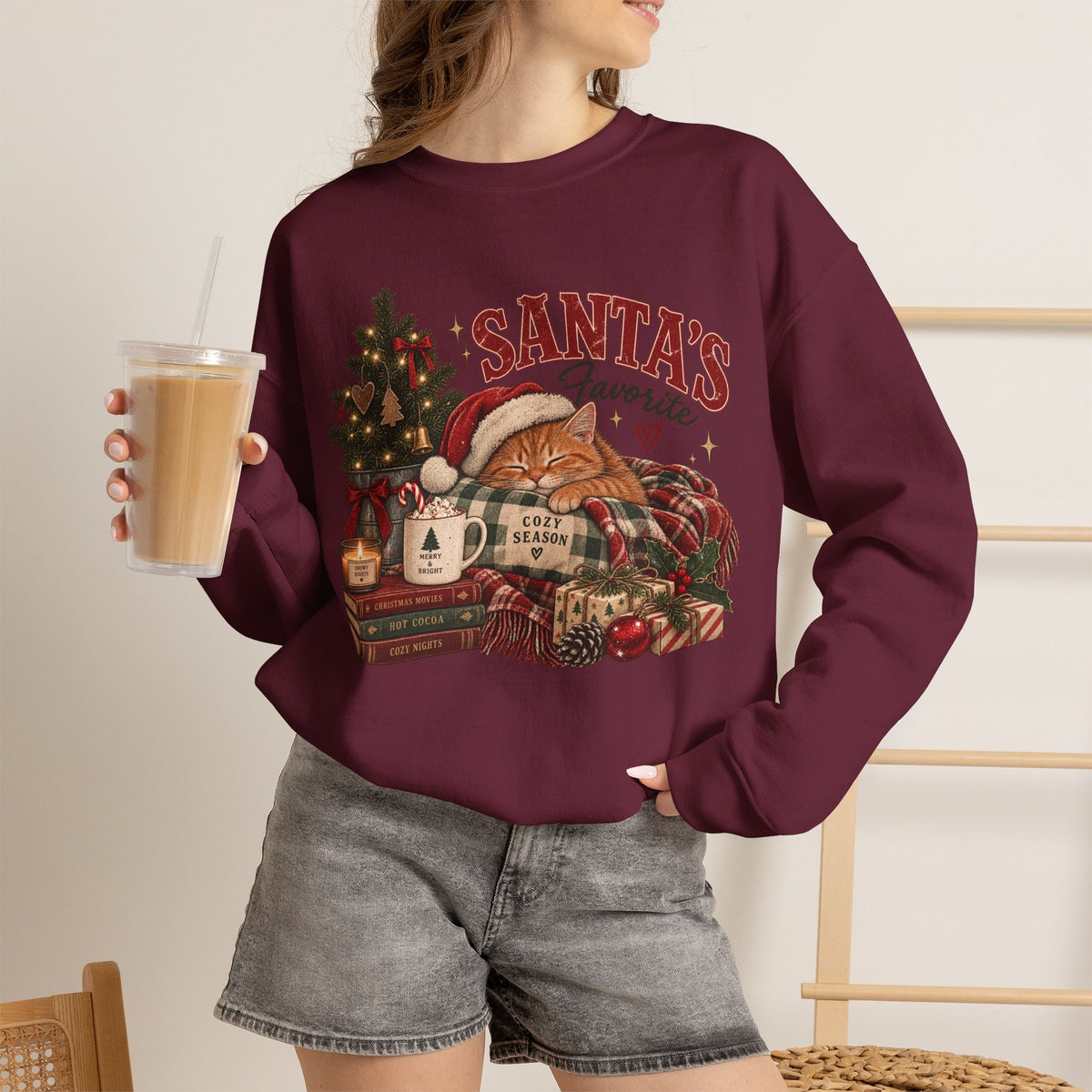 Christmas Sweatshirt — "Santa's Favorite" Cozy Holiday Crewneck