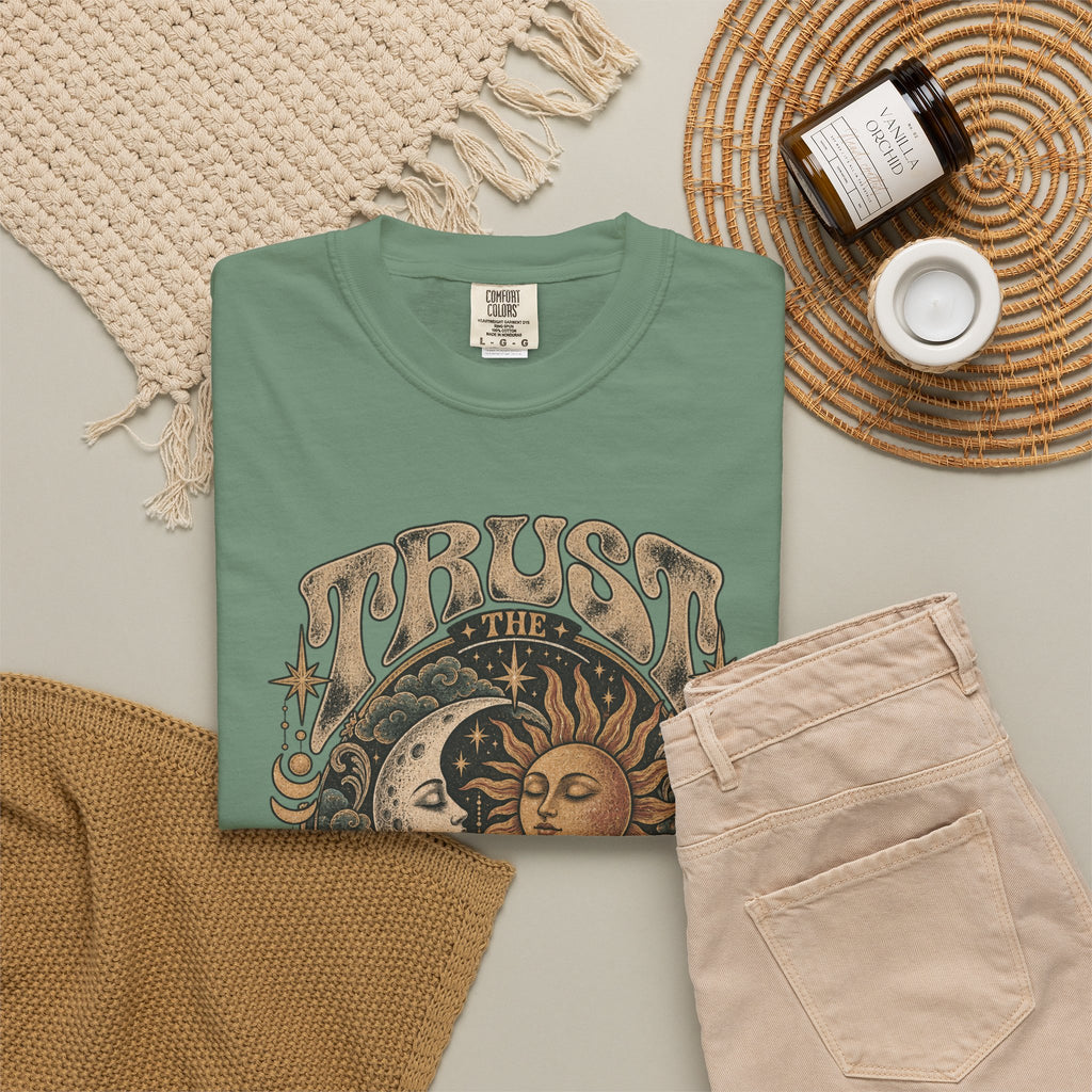 Trust the Universe T-Shirt — Vintage Sun & Moon Graphic