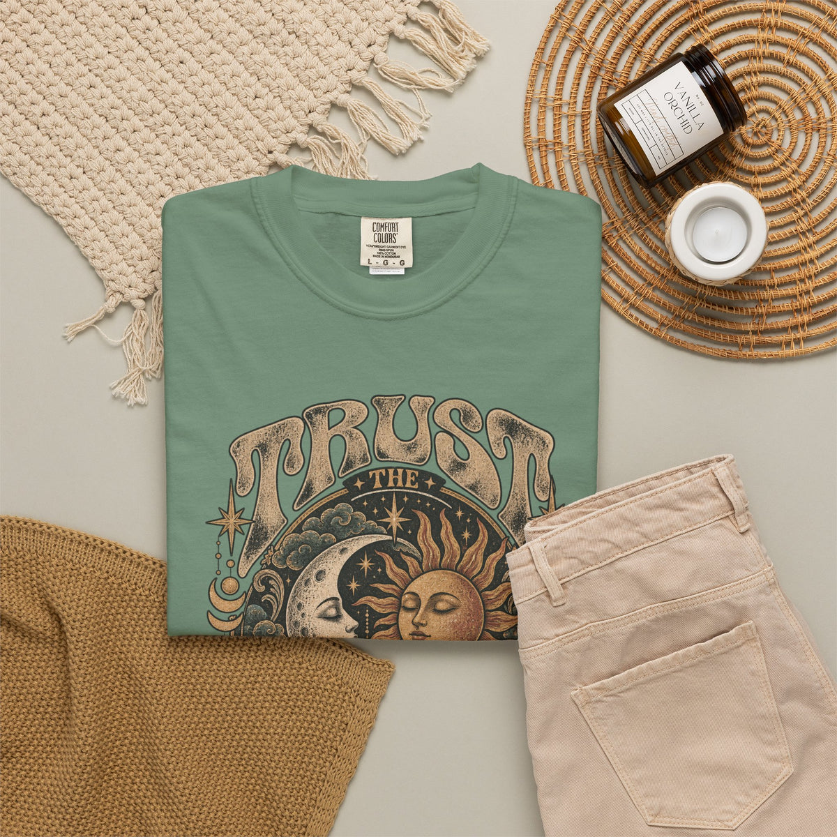 Trust the Universe T-Shirt — Vintage Sun & Moon Graphic
