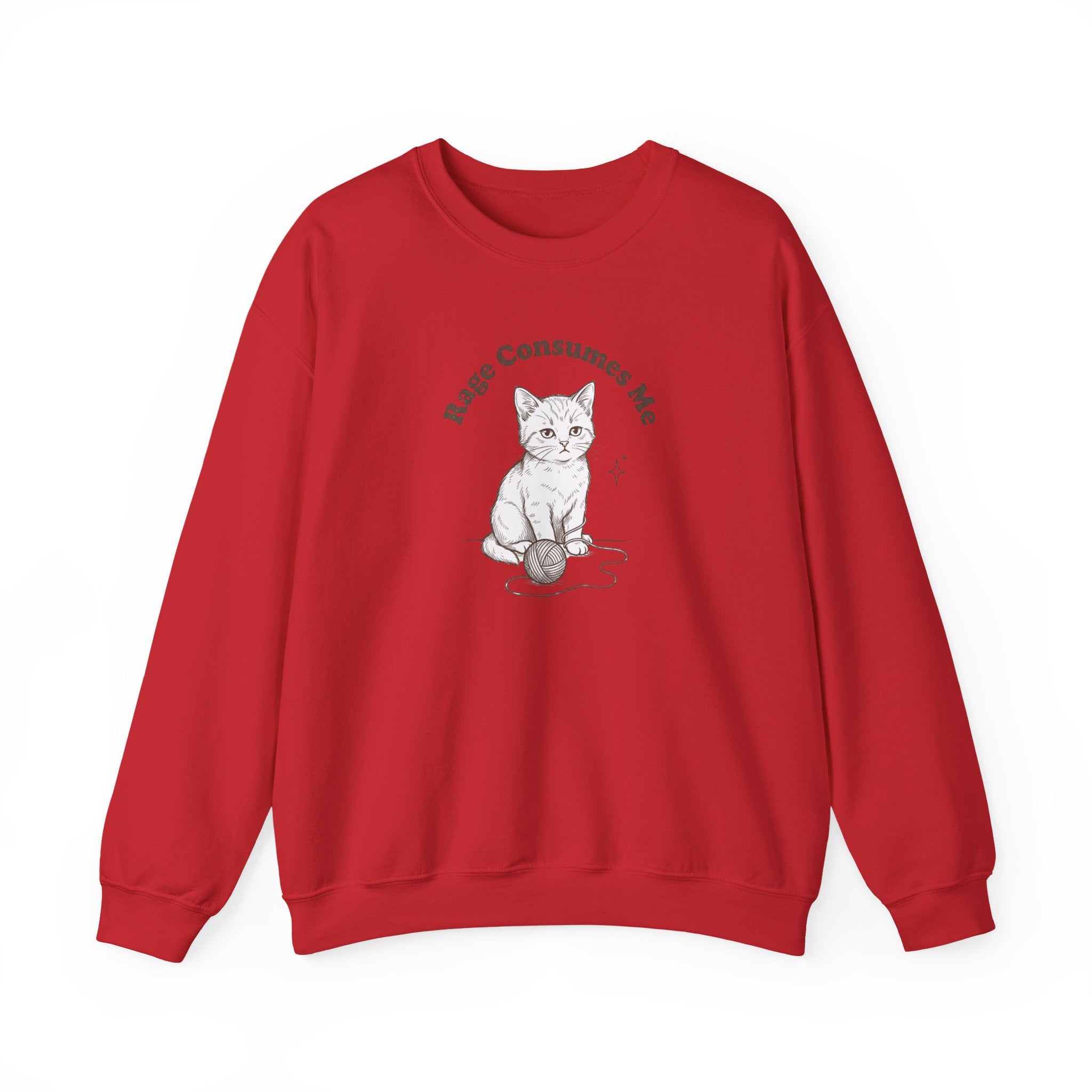 Rage Consumes Me kitten sweatshirt | vintage minimalist cat, ironic emotion