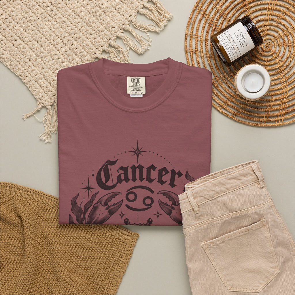 Cancer Zodiac T-Shirt — Floral Crab Astrology Tee